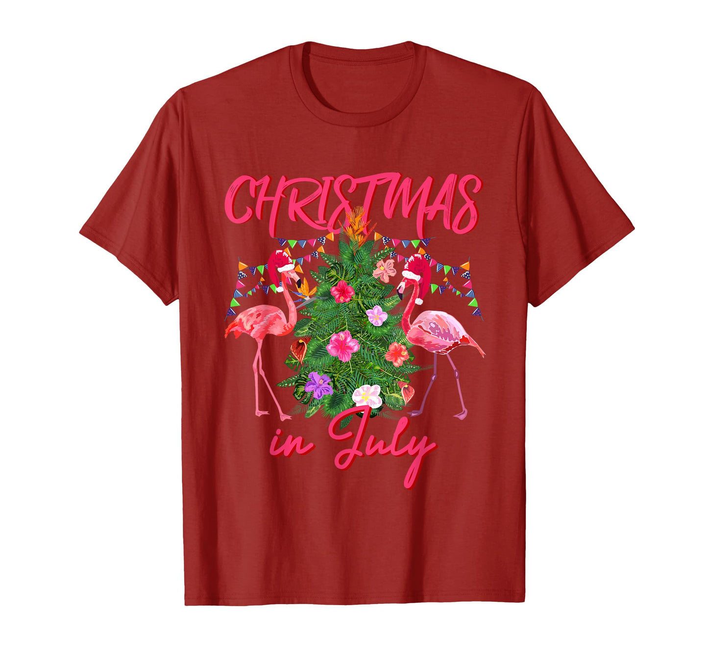 Funny Flamingo Tropical Christmas the Christmas in July T-Shirt
