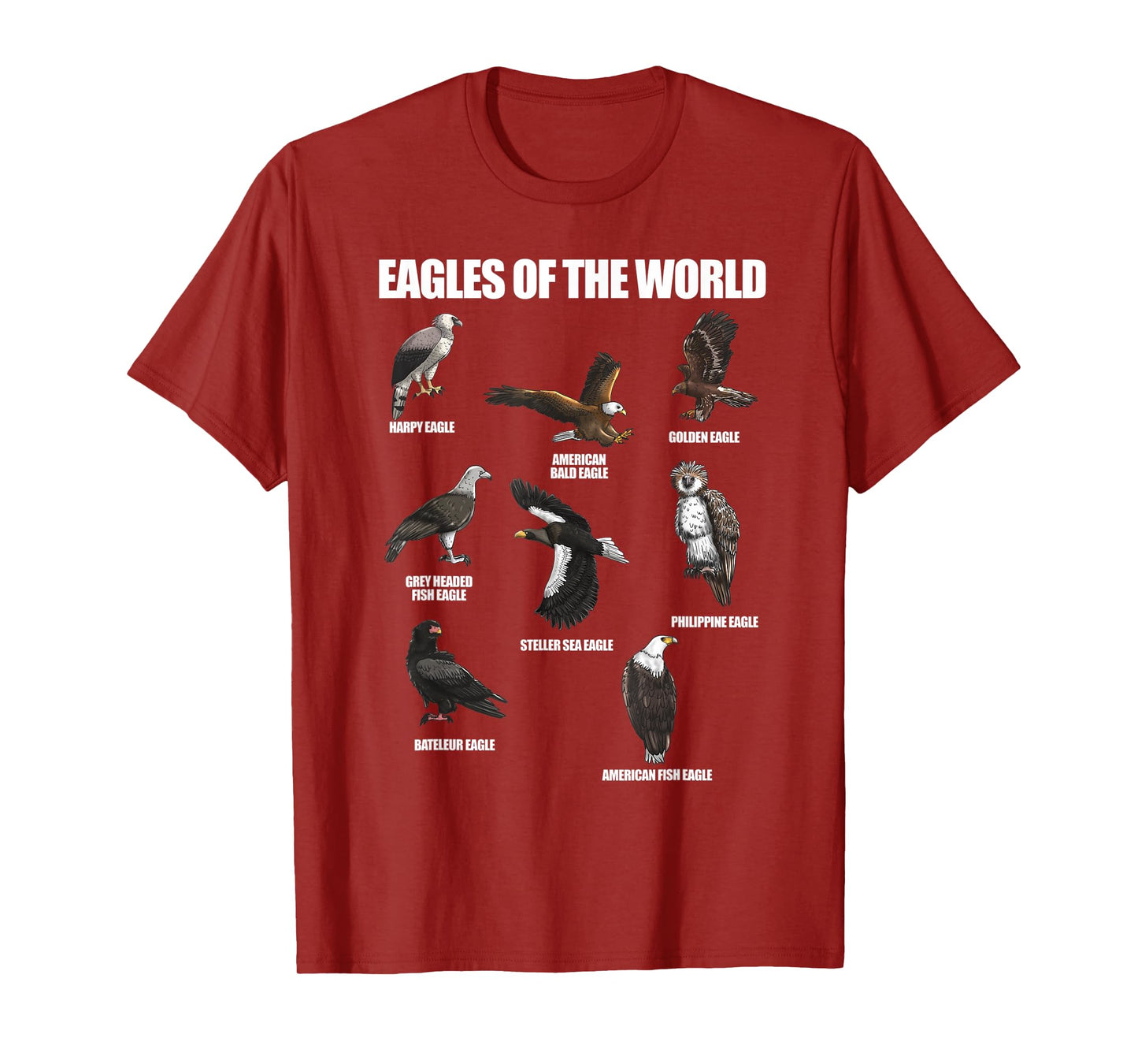 Eagles Of The World Educational Large Bird Animal T-Shirt