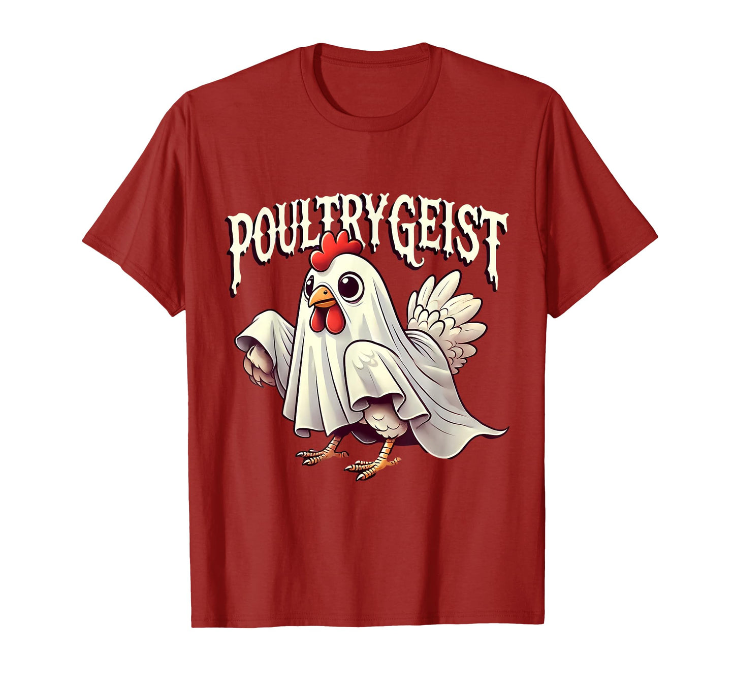 Chicken Ghost Poultrygeist Funny Halloween Farmer T-Shirt