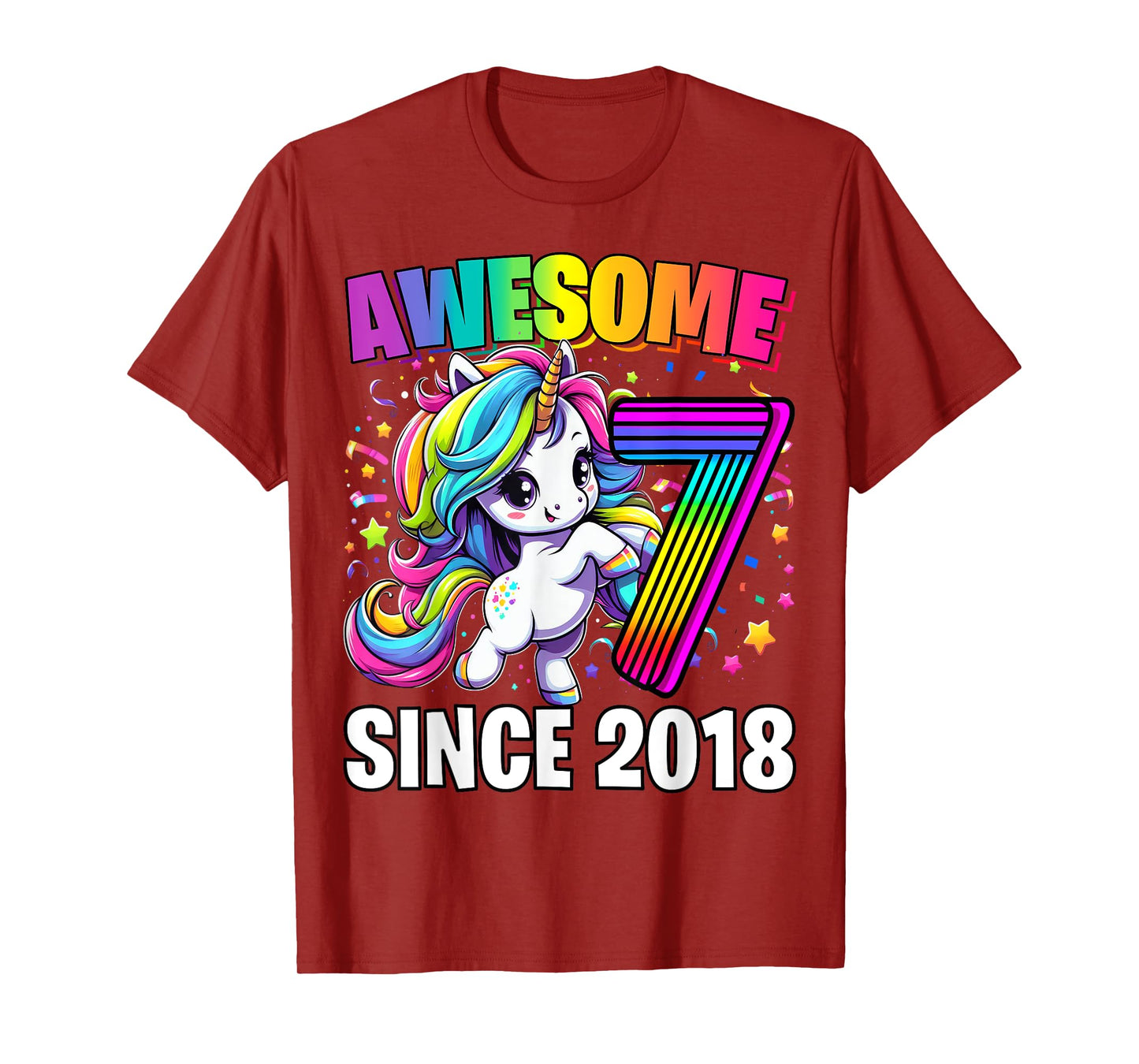 Unicorn 7th Birthday 7 Year Old Unicorn Party Girls Outfit T-Shirt