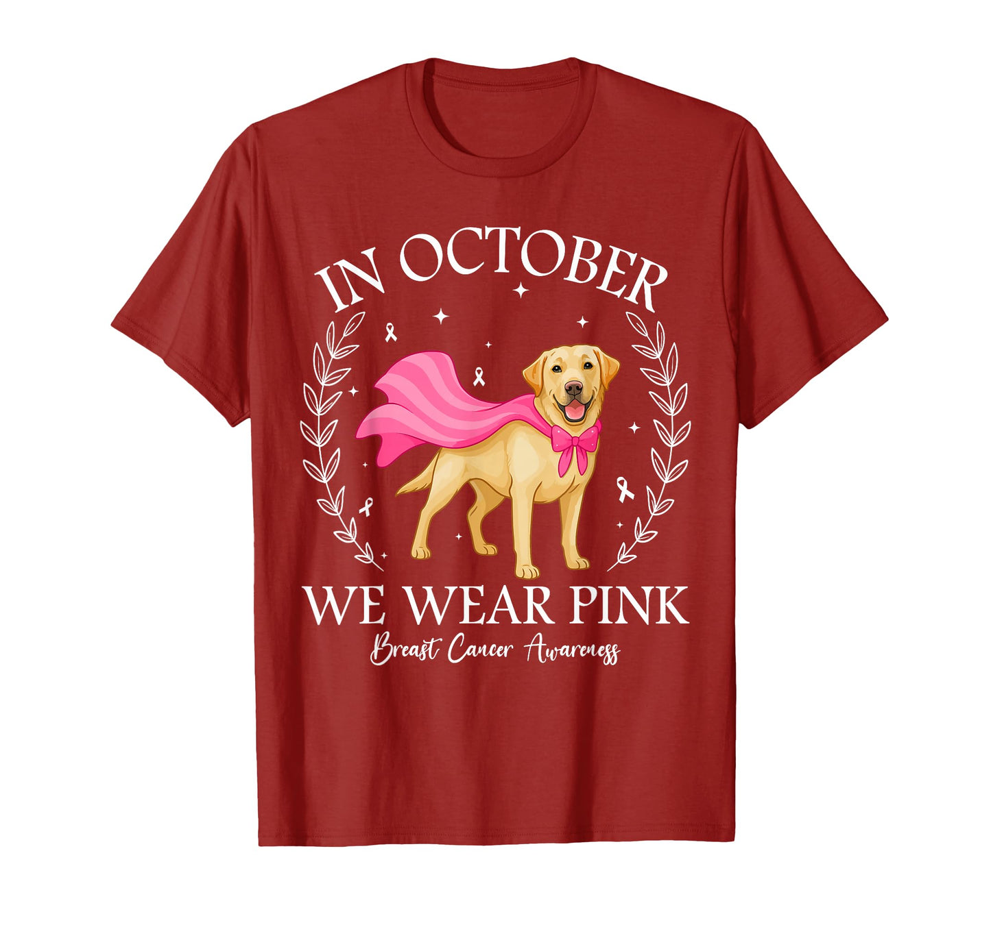 in October We Wear Pink Labrador Retriever Breast Cancer Dog T-Shirt