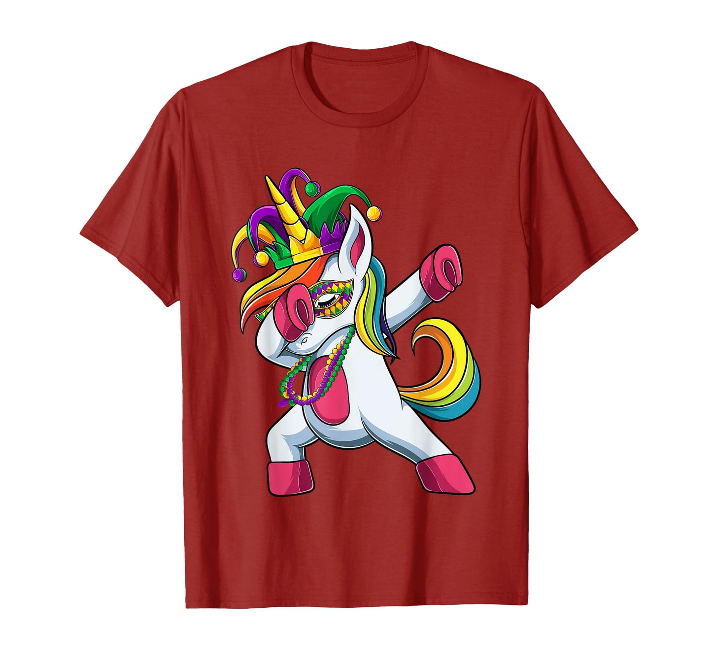 Dabbing Unicorn Jester Mardi Gras Shirt, Kids Girls T-Shirt