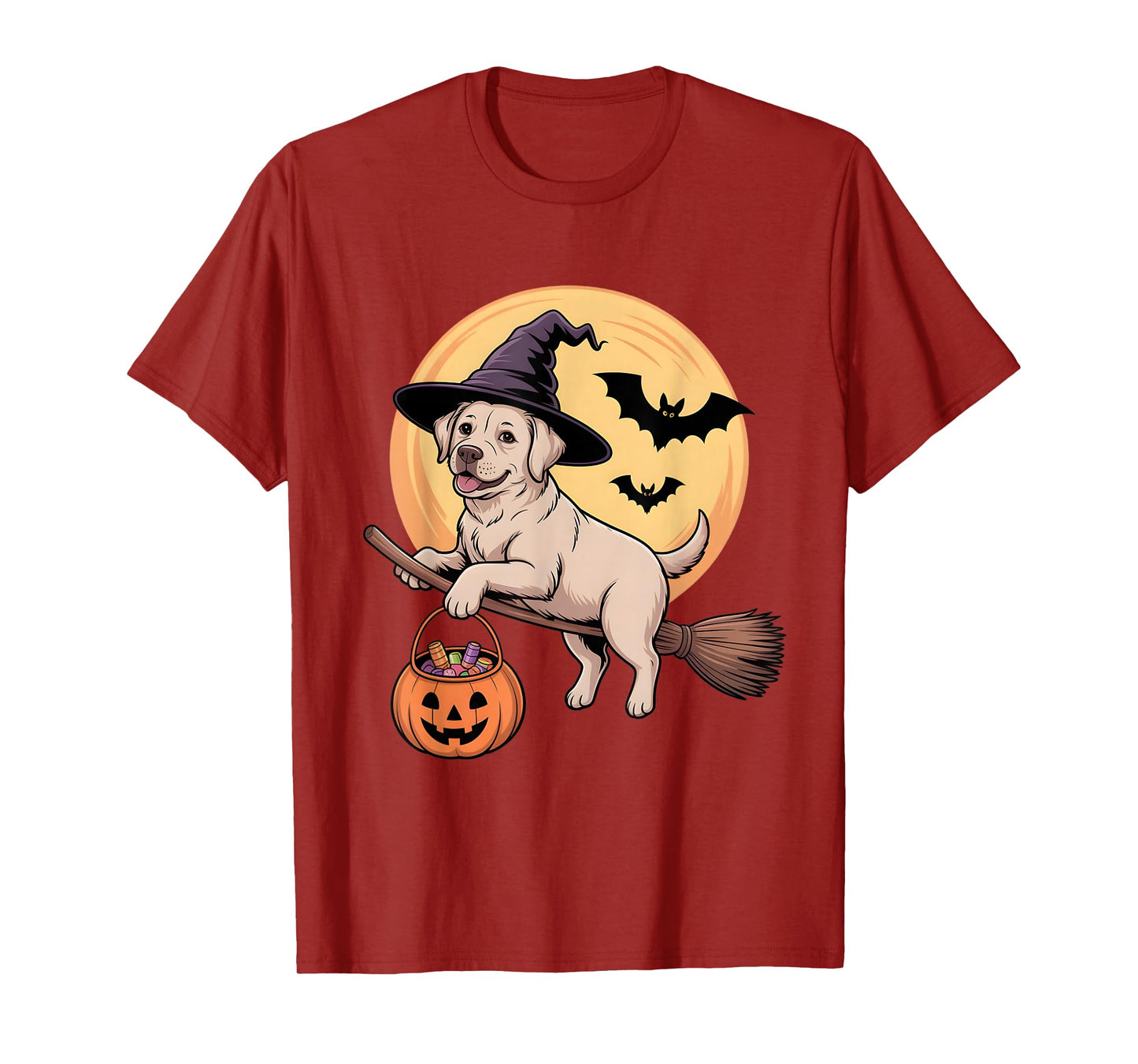 Labrador Retriever Witch Hat Pumpkin Halloween Costume Kids T-Shirt