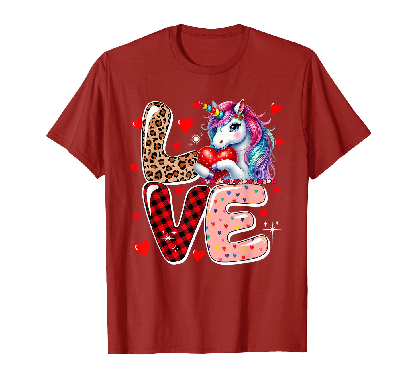 LOVE Unicorn Leopard Cute Hearts Valentine's Day Kid Toddler T-Shirt