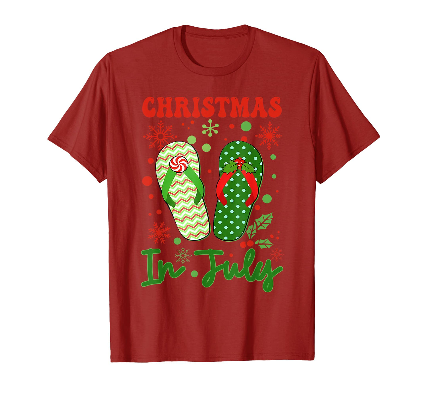 Funny Flip Flops Christmas In July Xmas Beach Vacation T-Shirt