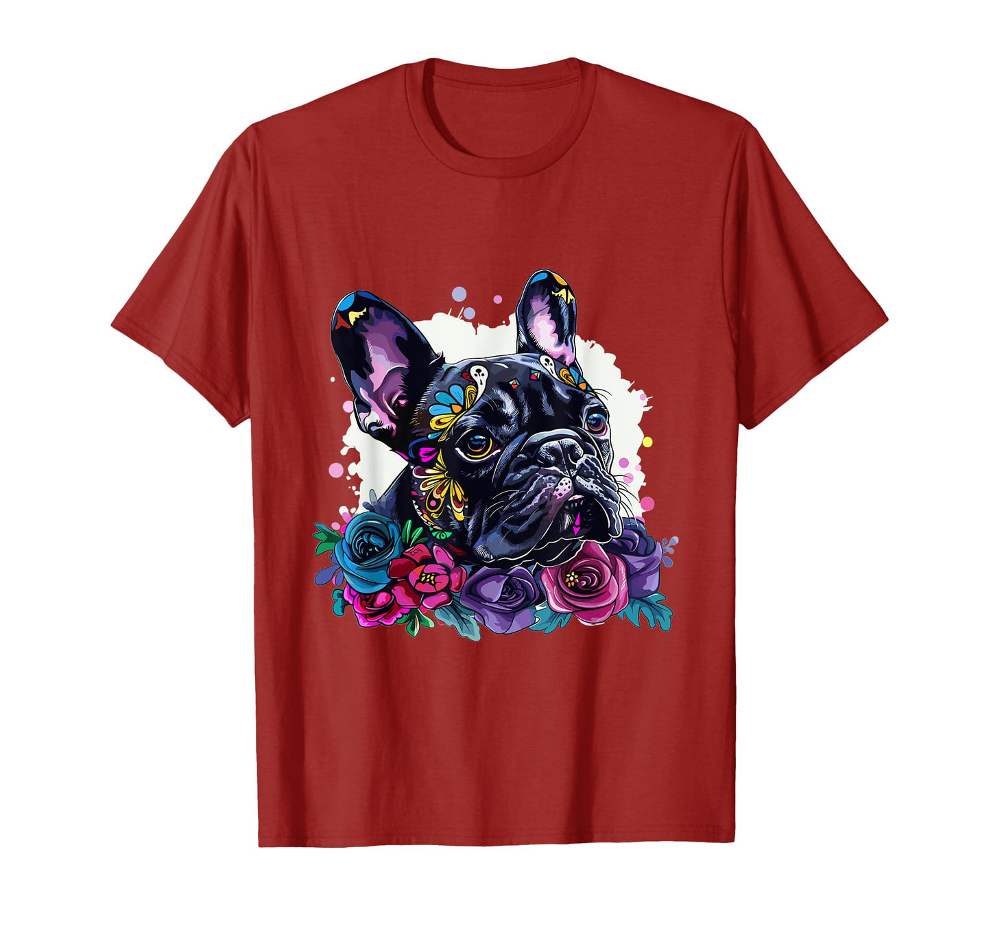 French Bulldog Sugar Skull Dia De Los Muertos Graphic T-Shirt