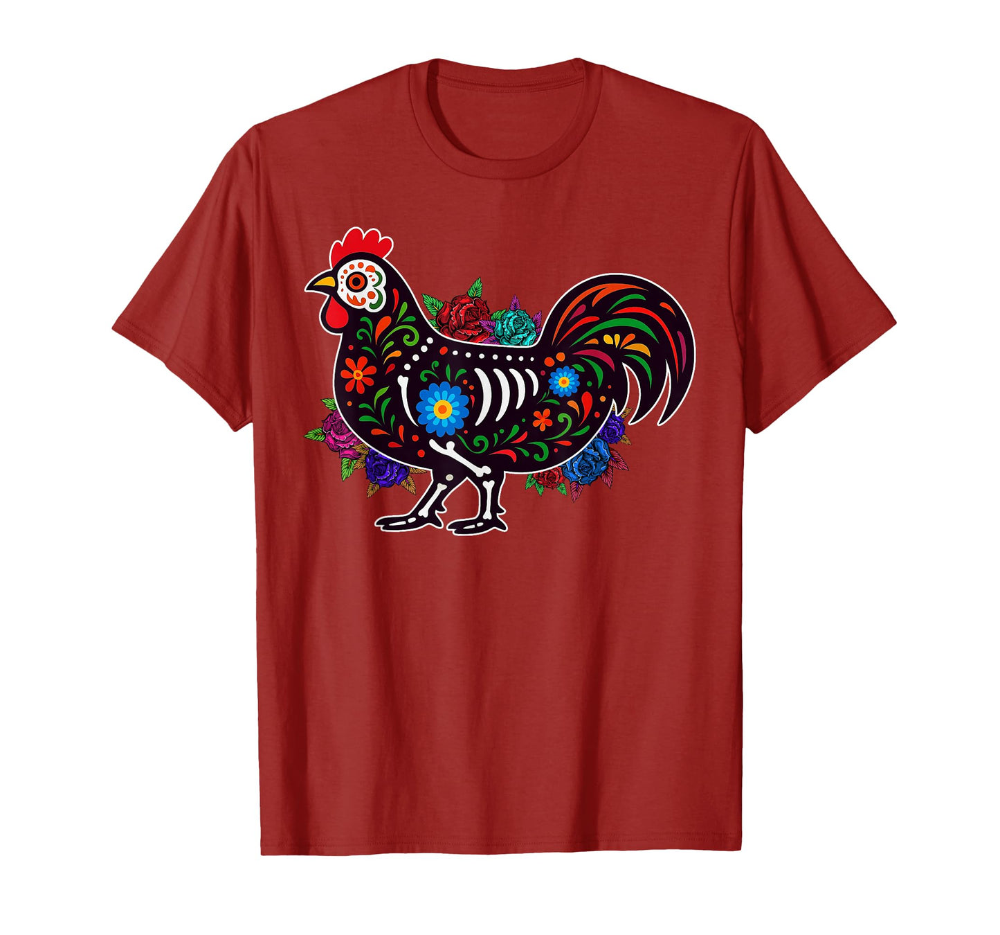 Sugar Skull Chicken Dia de Muertos Halloween Day of The Dead T-Shirt