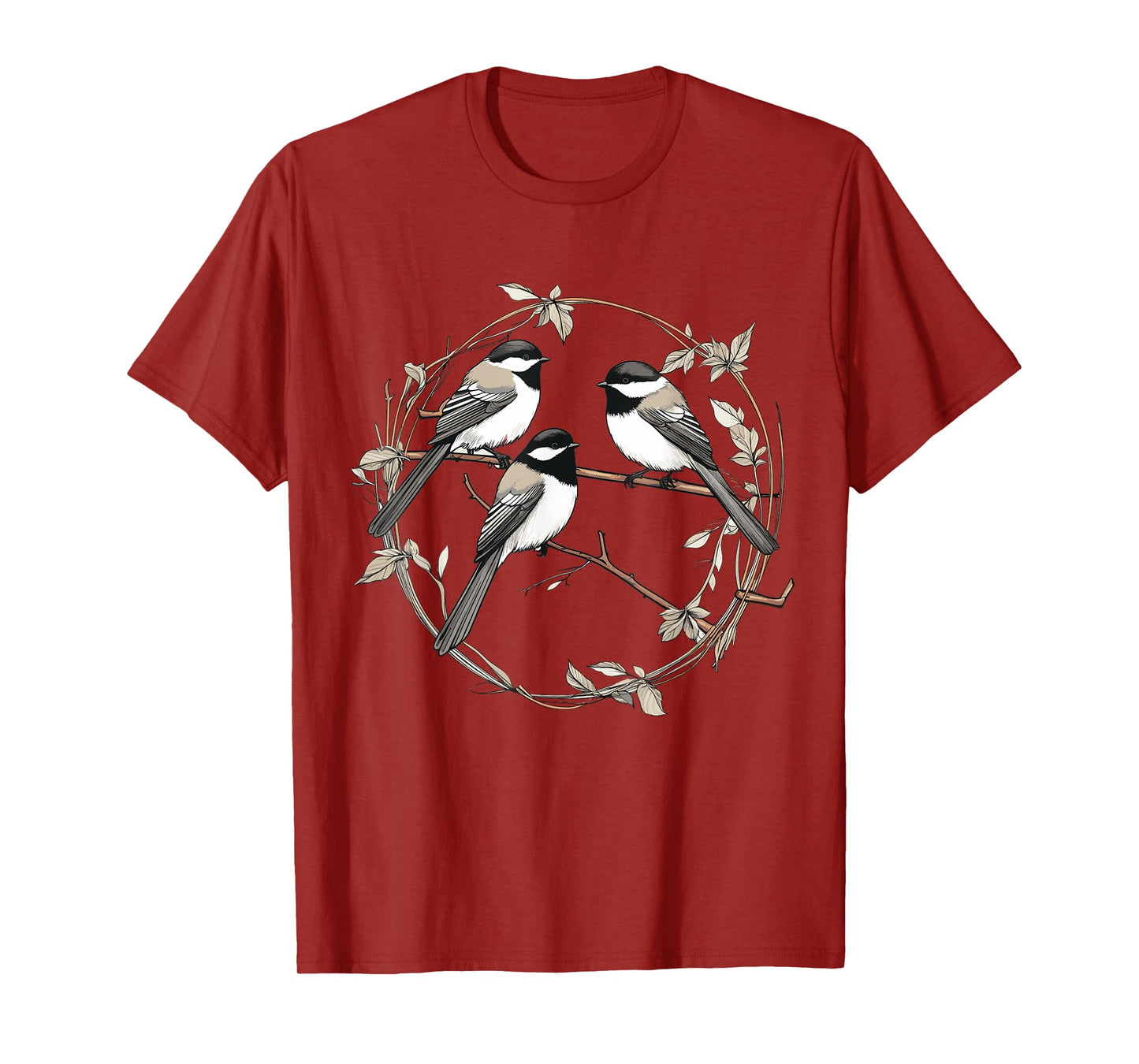 Black capped Chickadee Geometric Patten Art,Cute Bird Lover T-Shirt