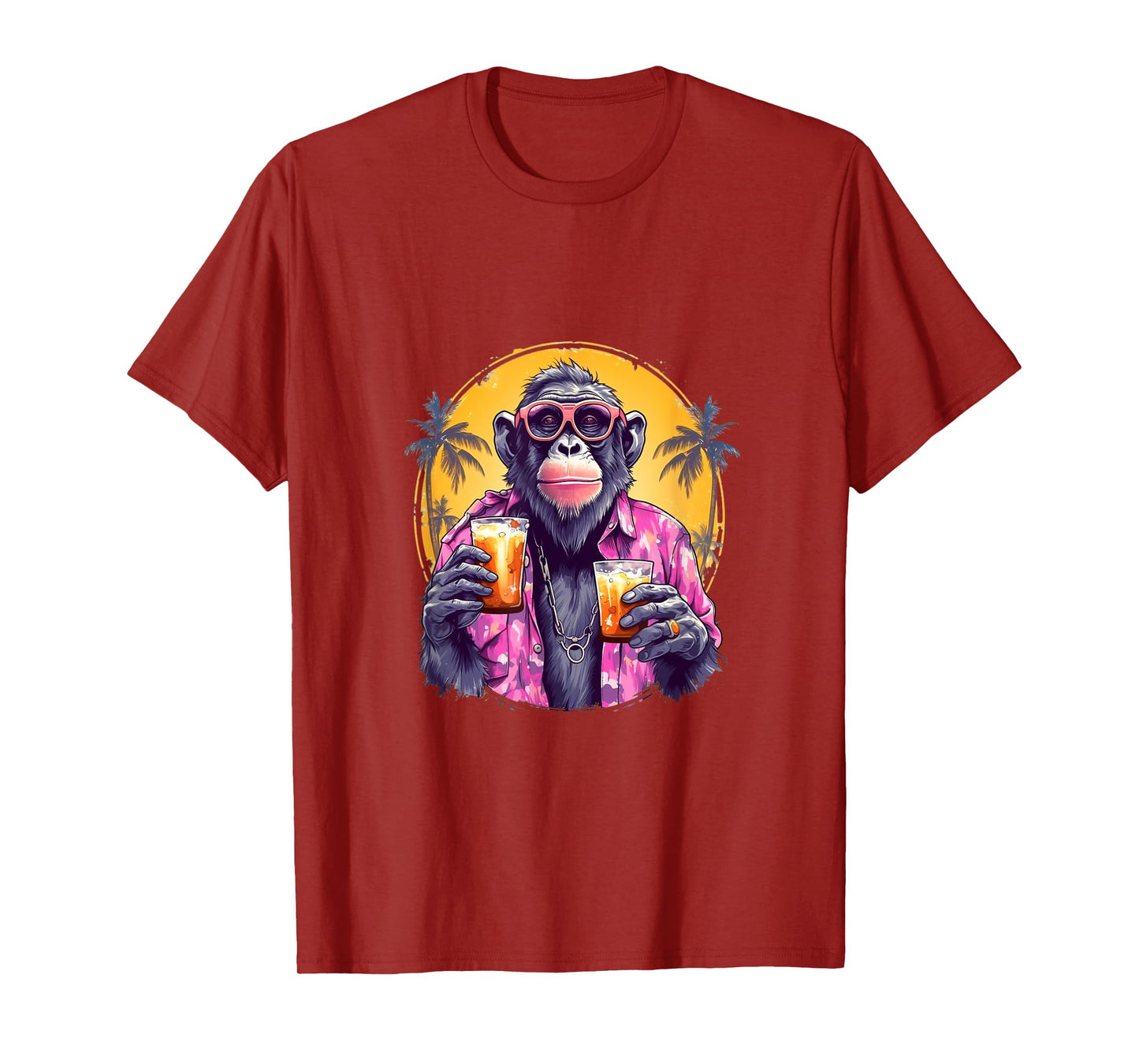 Monkey Drinking Beer Funny Beer Drinker Drunk Gorilla Ape T-Shirt