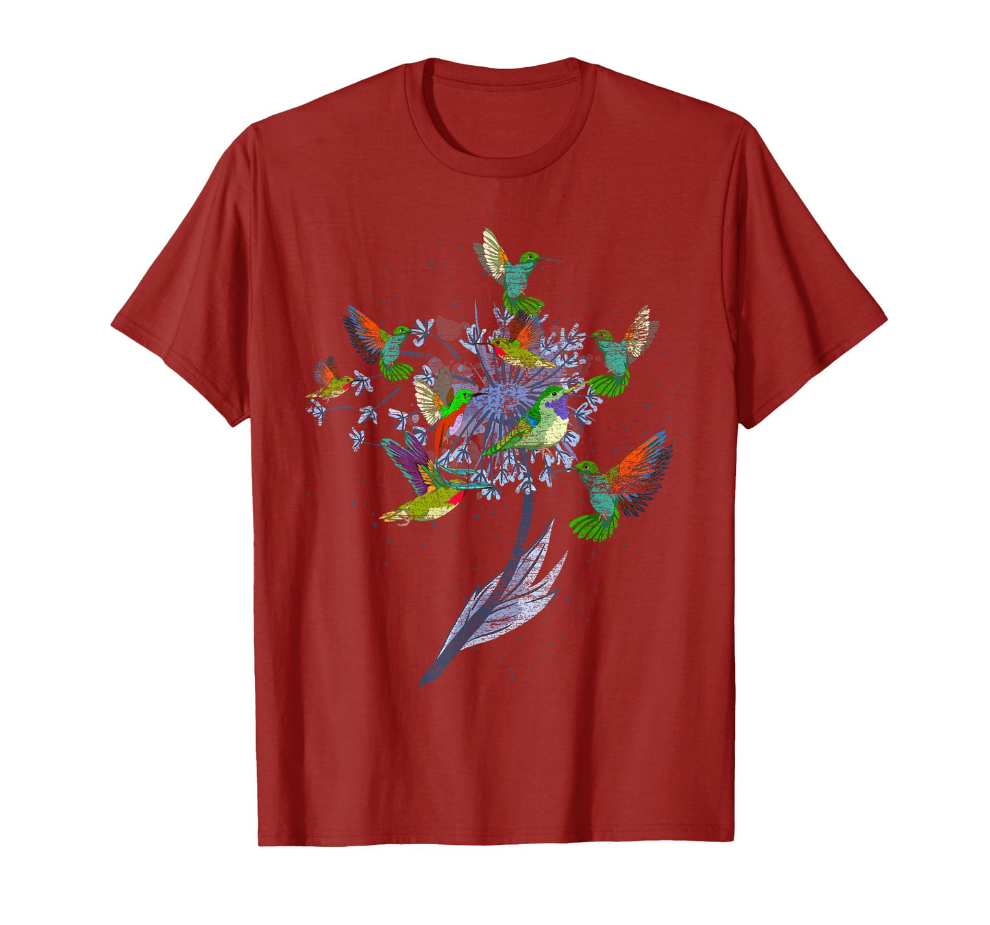 Vintage Nature Animal Bird Lover Flowers Pretty Hummingbird T-Shirt