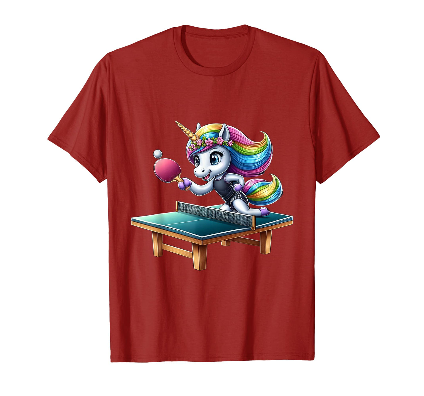 Unicorn Table Tennis Ping Pong Boys Girls Women Kids Teens T-Shirt