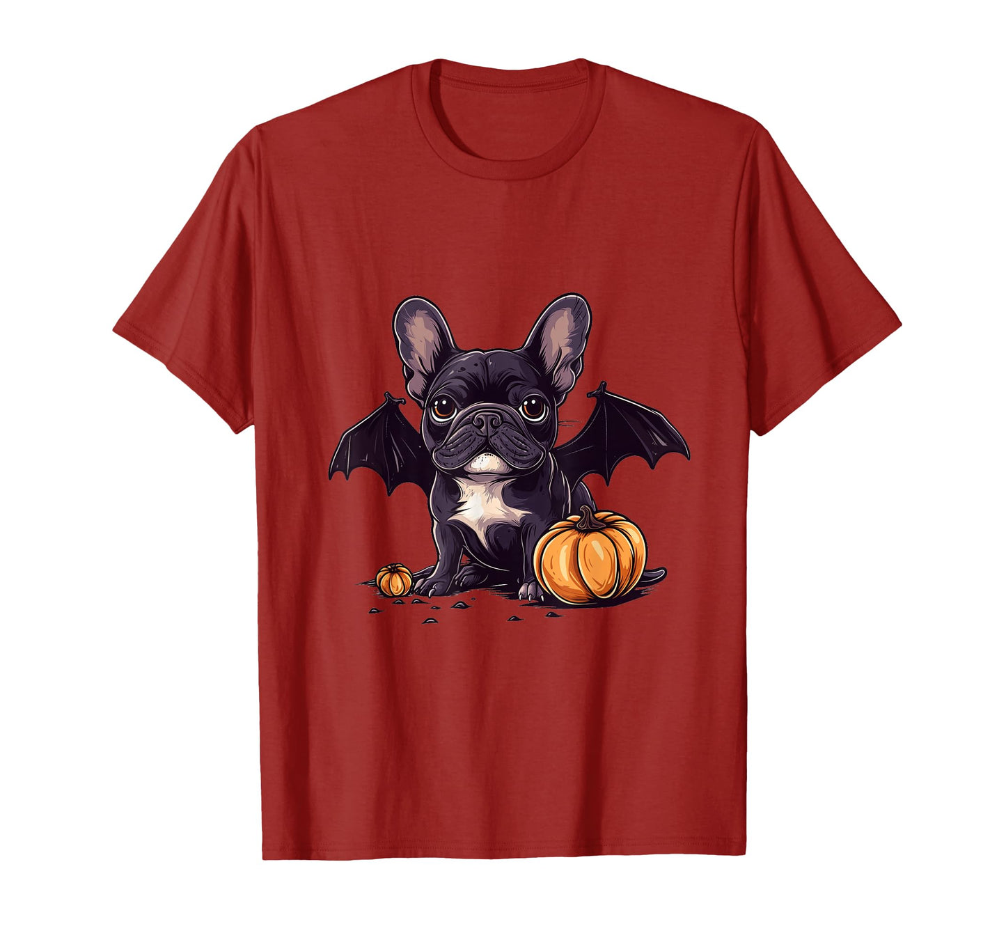 Cute Halloween French Bulldog Bat Wings Pumpkin Spooky Dog T-Shirt