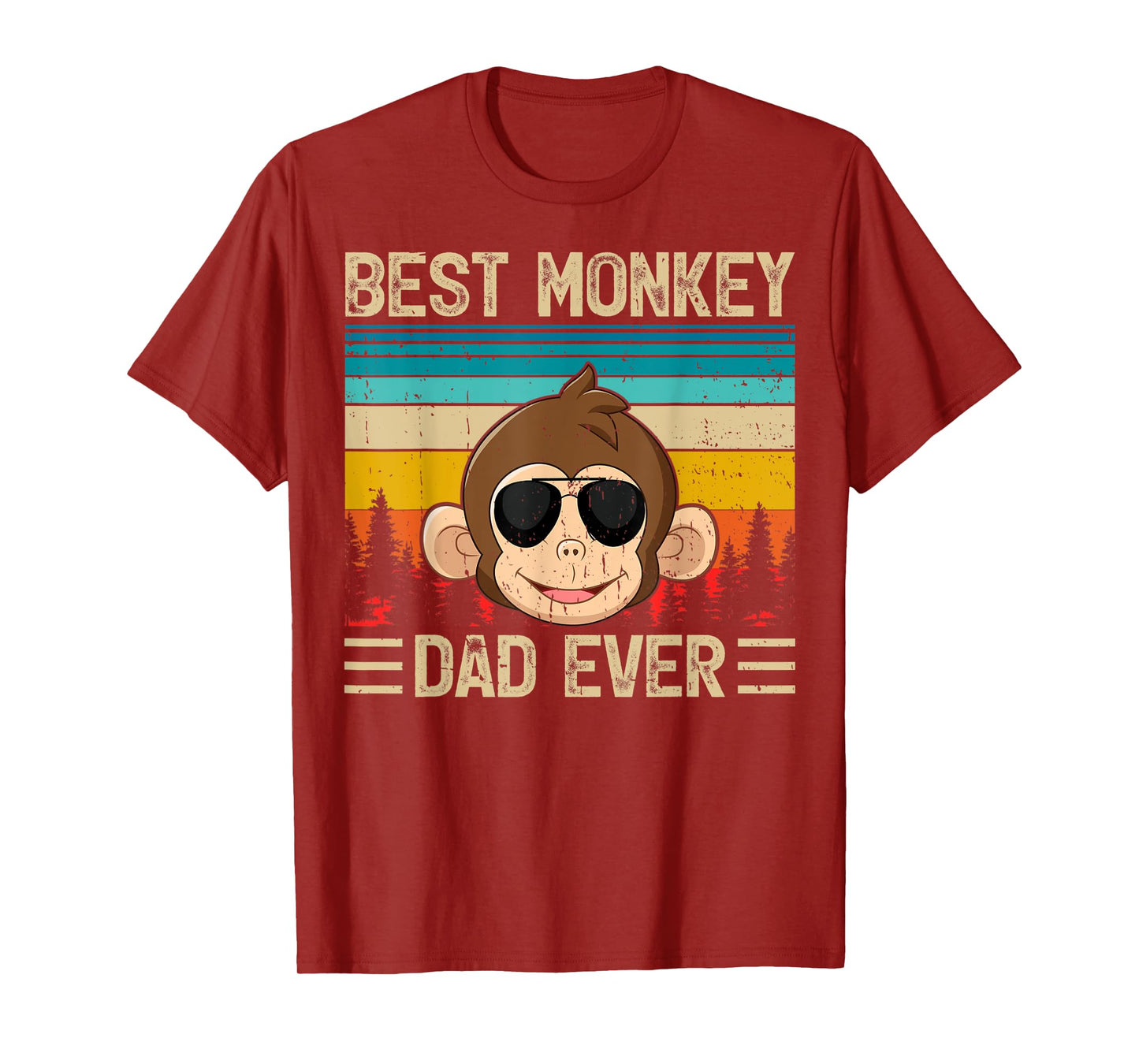 Mens Monkey Vintage Funny Best Monkey Dad Ever Father's Day T-Shirt