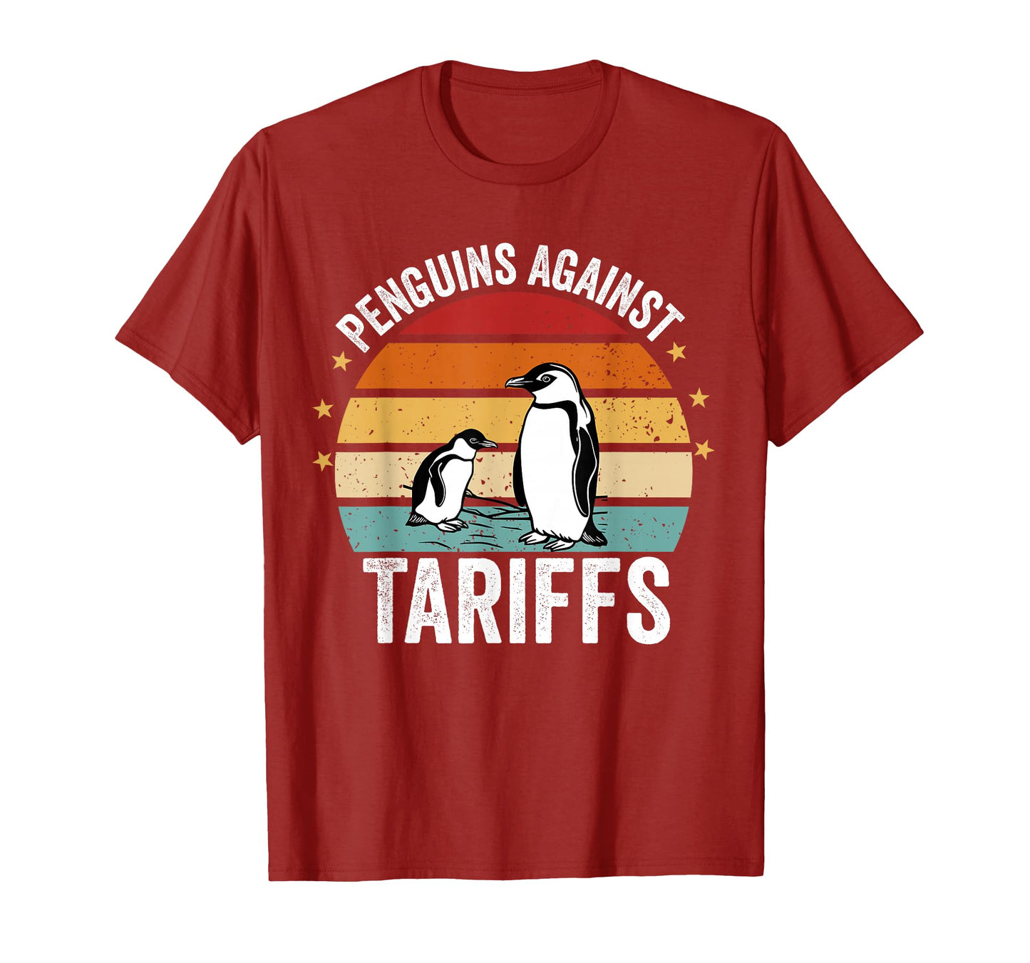 Retro Penguins Against Tariffs Anti Tariffs Funny Penguins T-Shirt