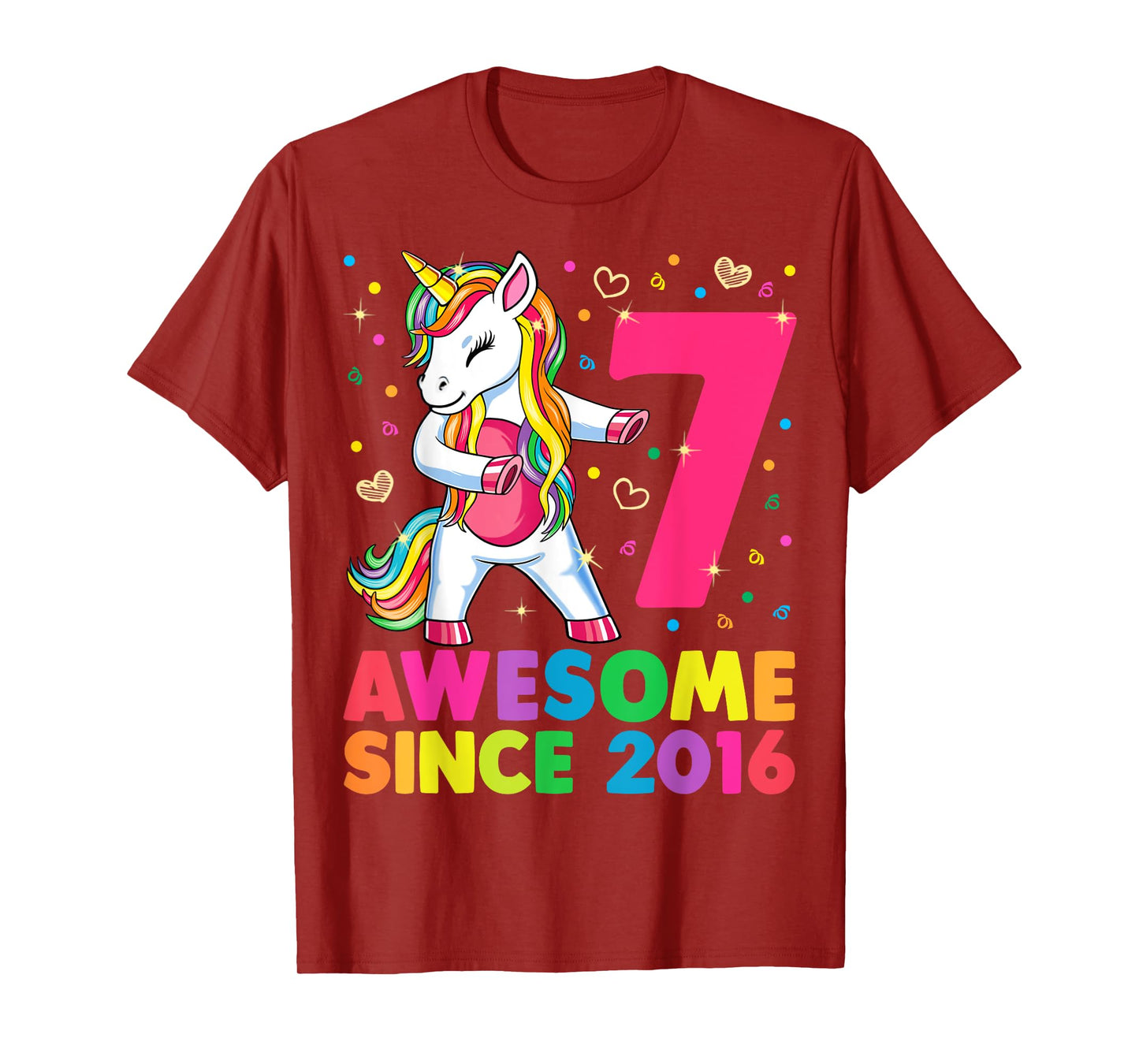 7 Years Old Unicorn Flossing 7th Birthday Girl Unicorn Party T-Shirt