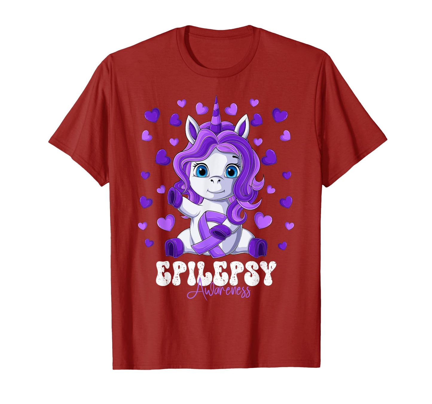 Epilepsy Awareness Month Purple Ribbon Unicorn T-Shirt