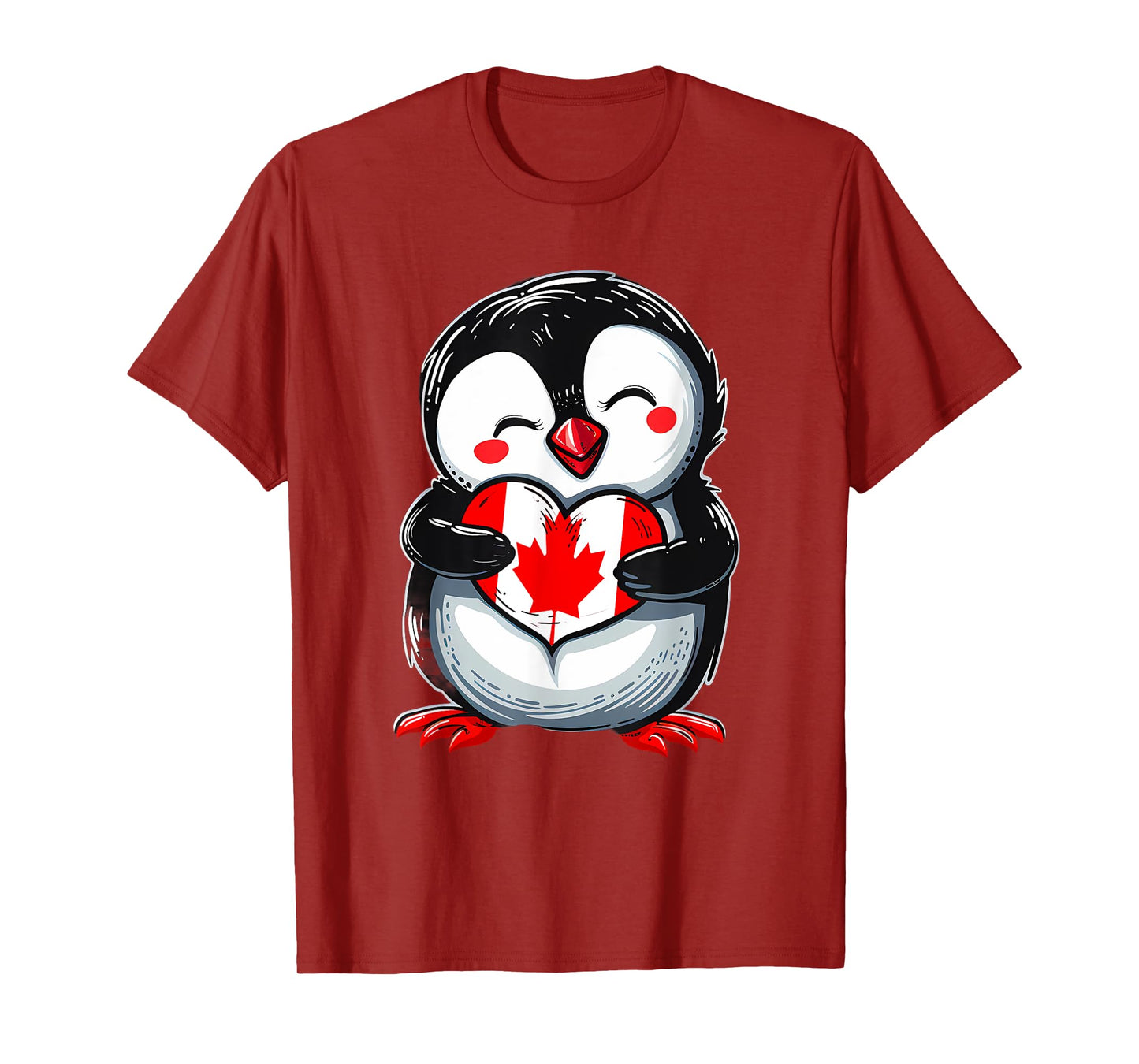 Canadian Pride Heart Penguin Canada Maple Leaf Canada Flag T-Shirt