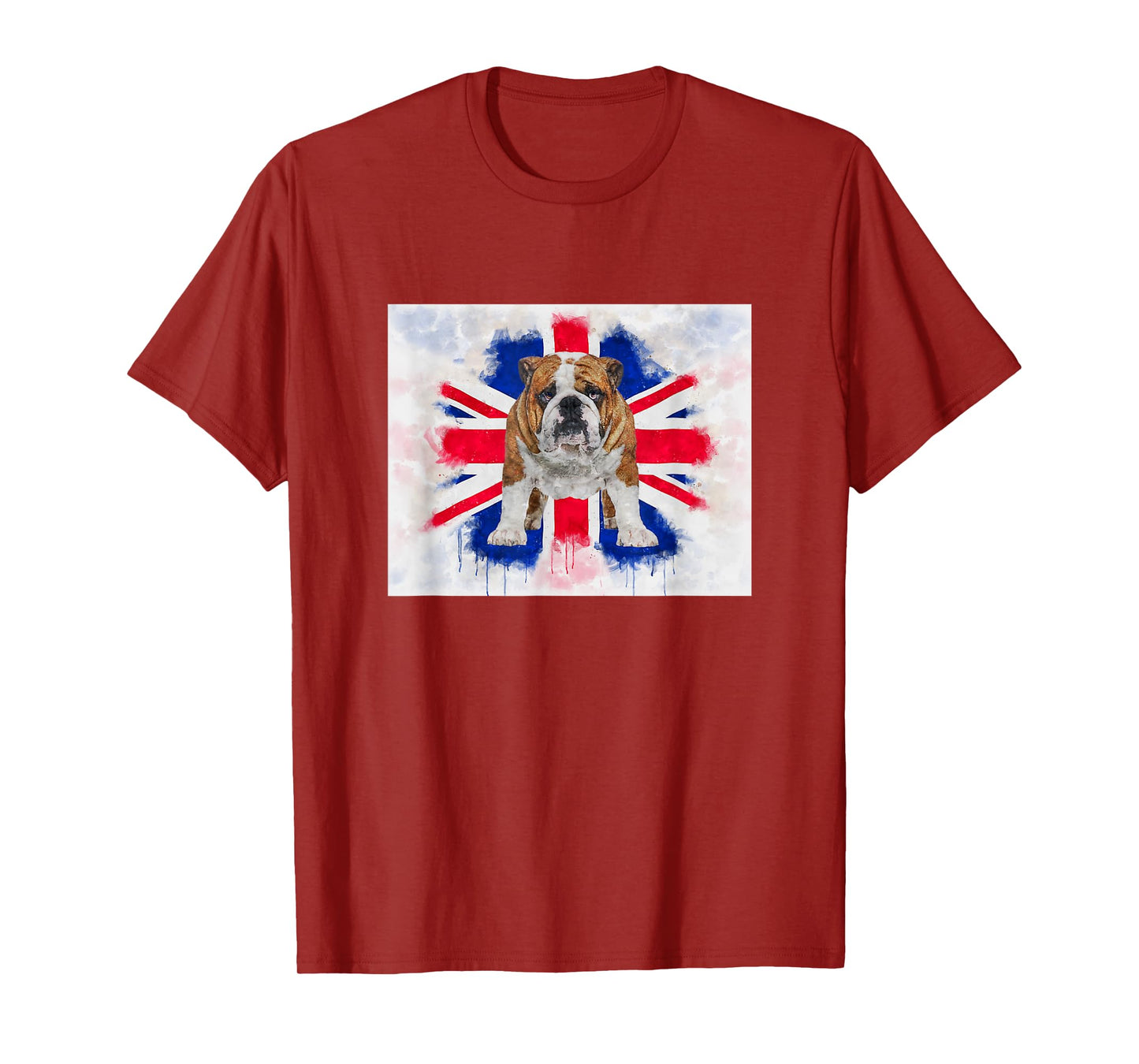 British Bulldog on Dripping Painted Union Jack Flag English T-Shirt