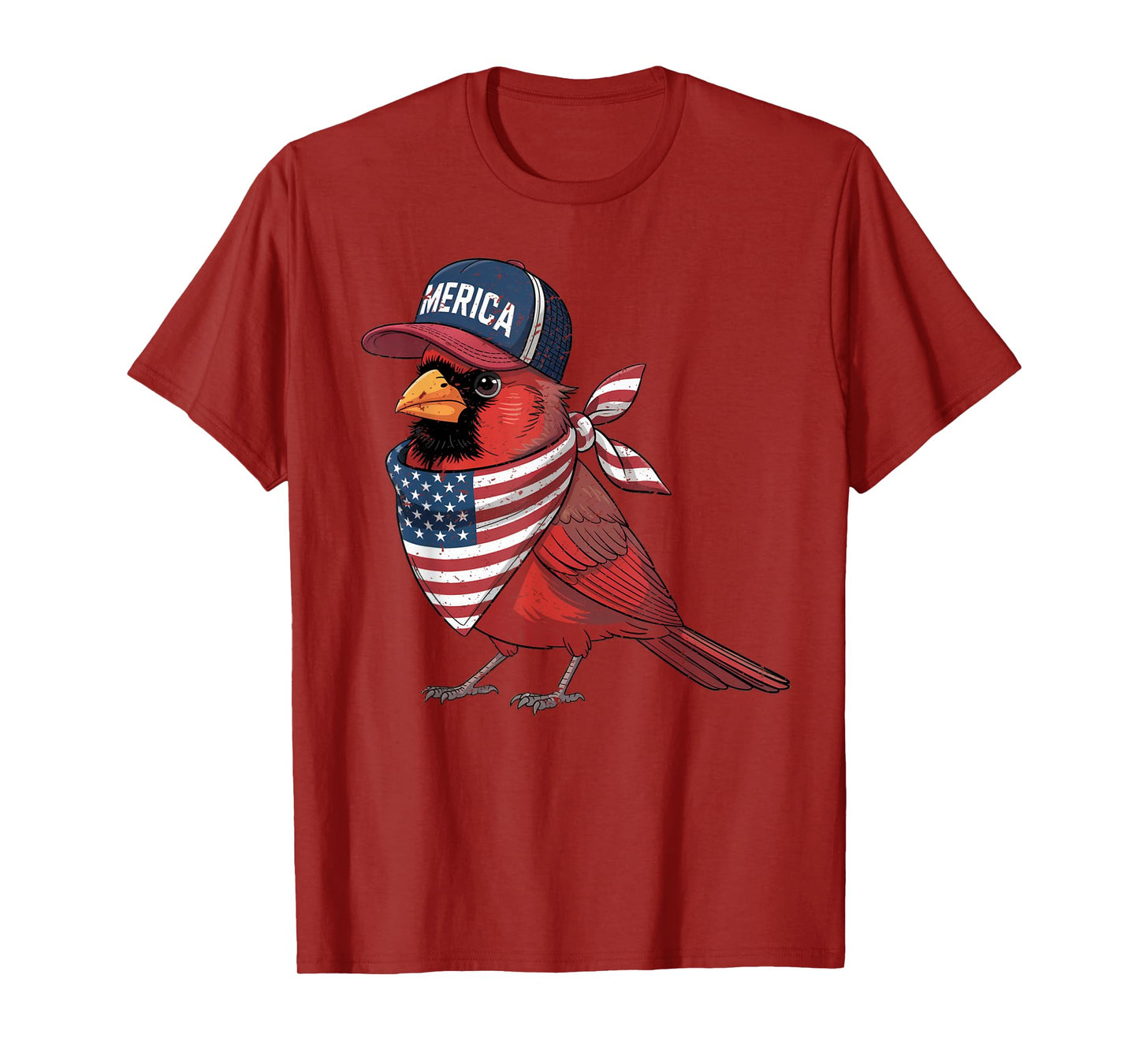 Cardinal Bird 4th of July US American Flag Patriotic T-Shirt