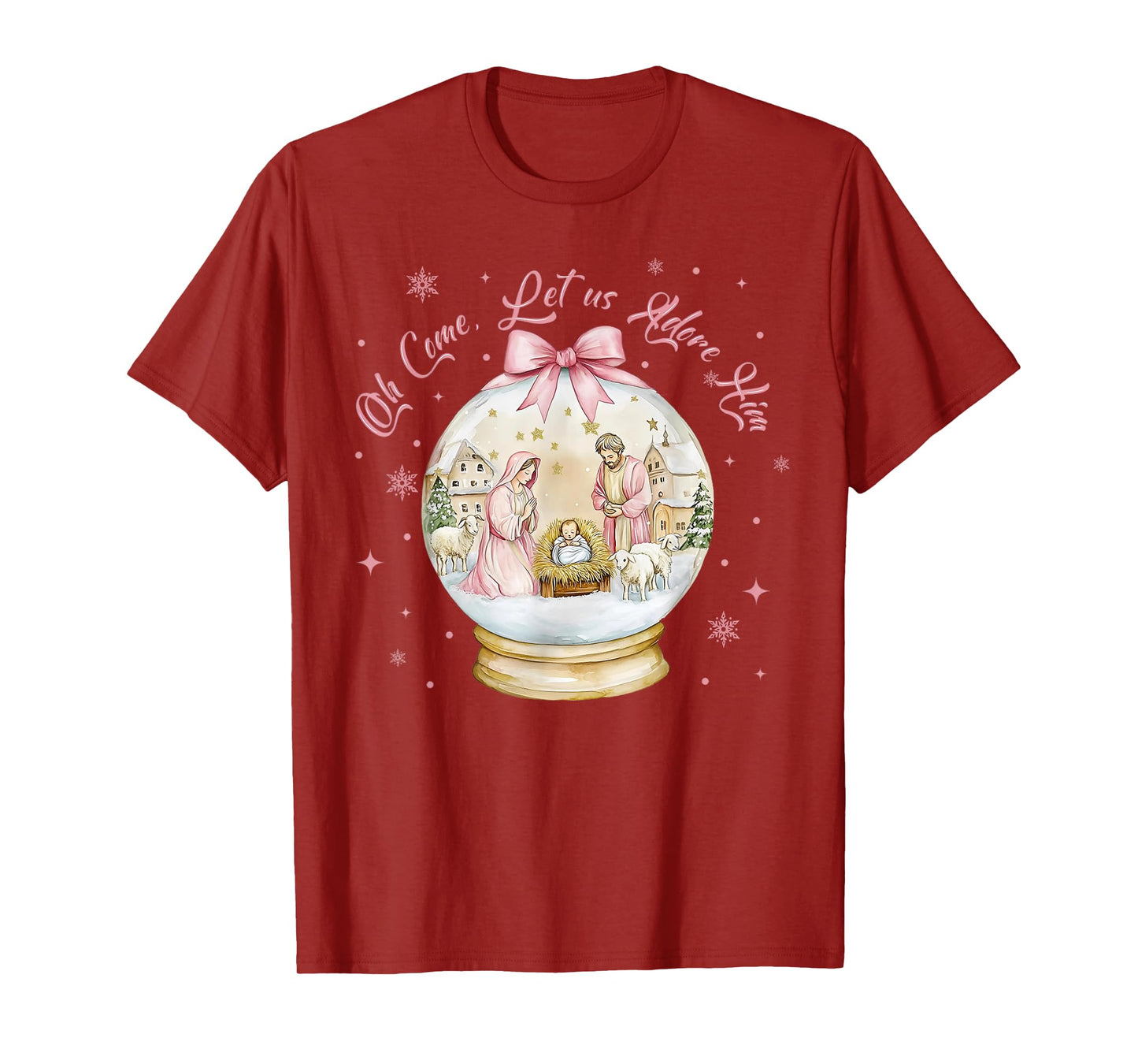 O Come Let Us Adore Him Christmas Christian Jesus Holiday T-Shirt