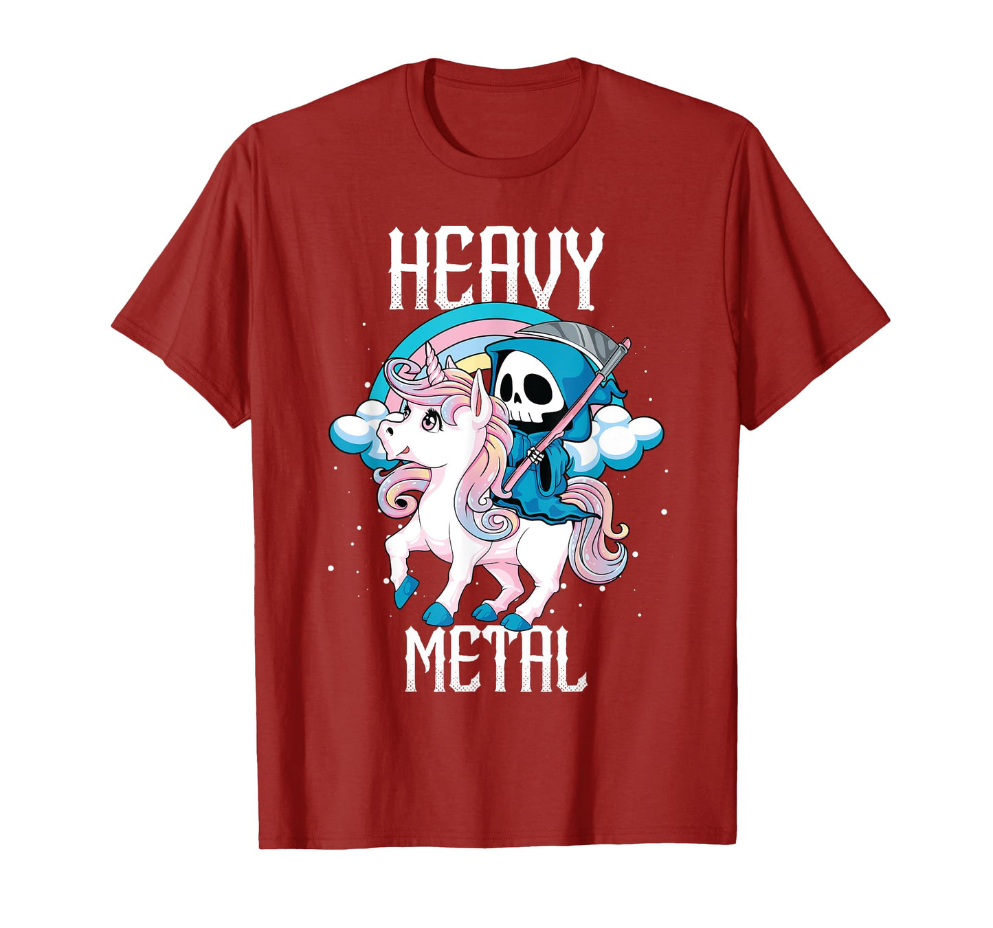 Kawaii Pastel Heavy Metal Rock Rainbow Grim Reaper Unicorn T-Shirt