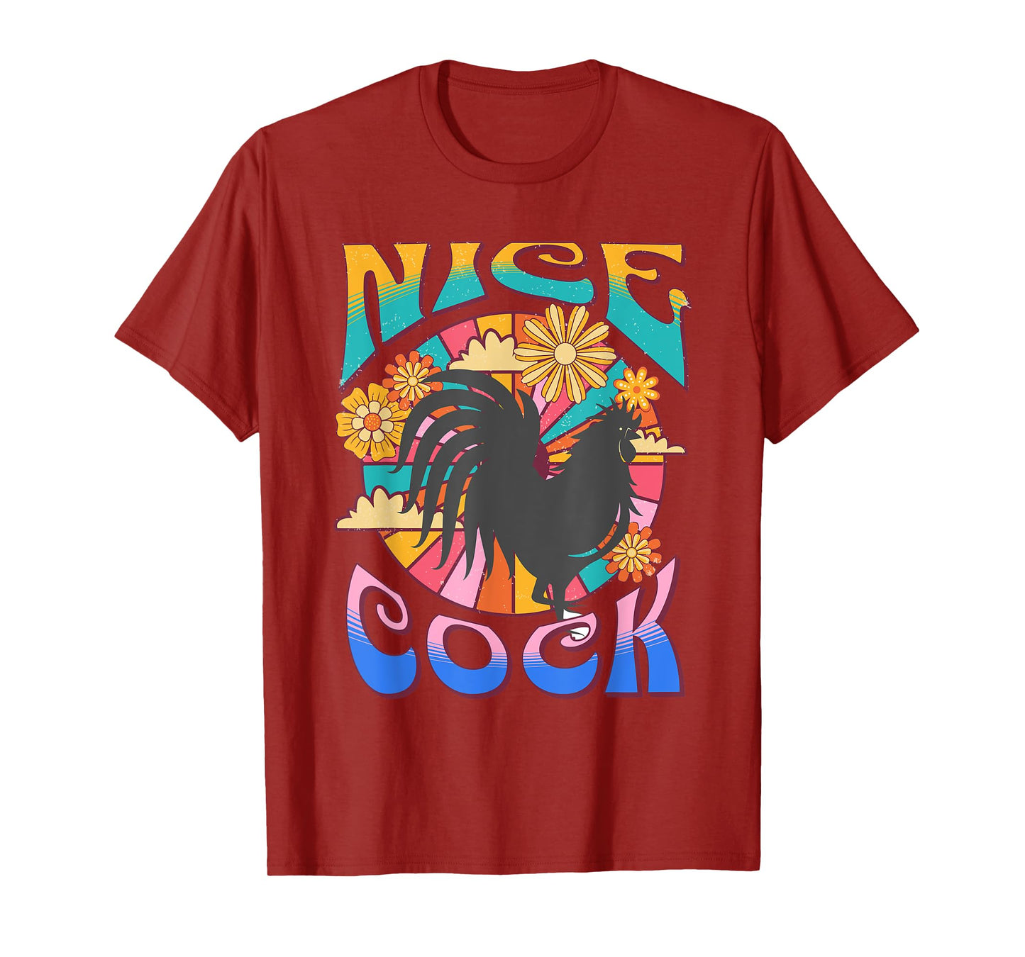 NICE COCK Black Light Funny Hippie Peace Love Retro Vintage T-Shirt