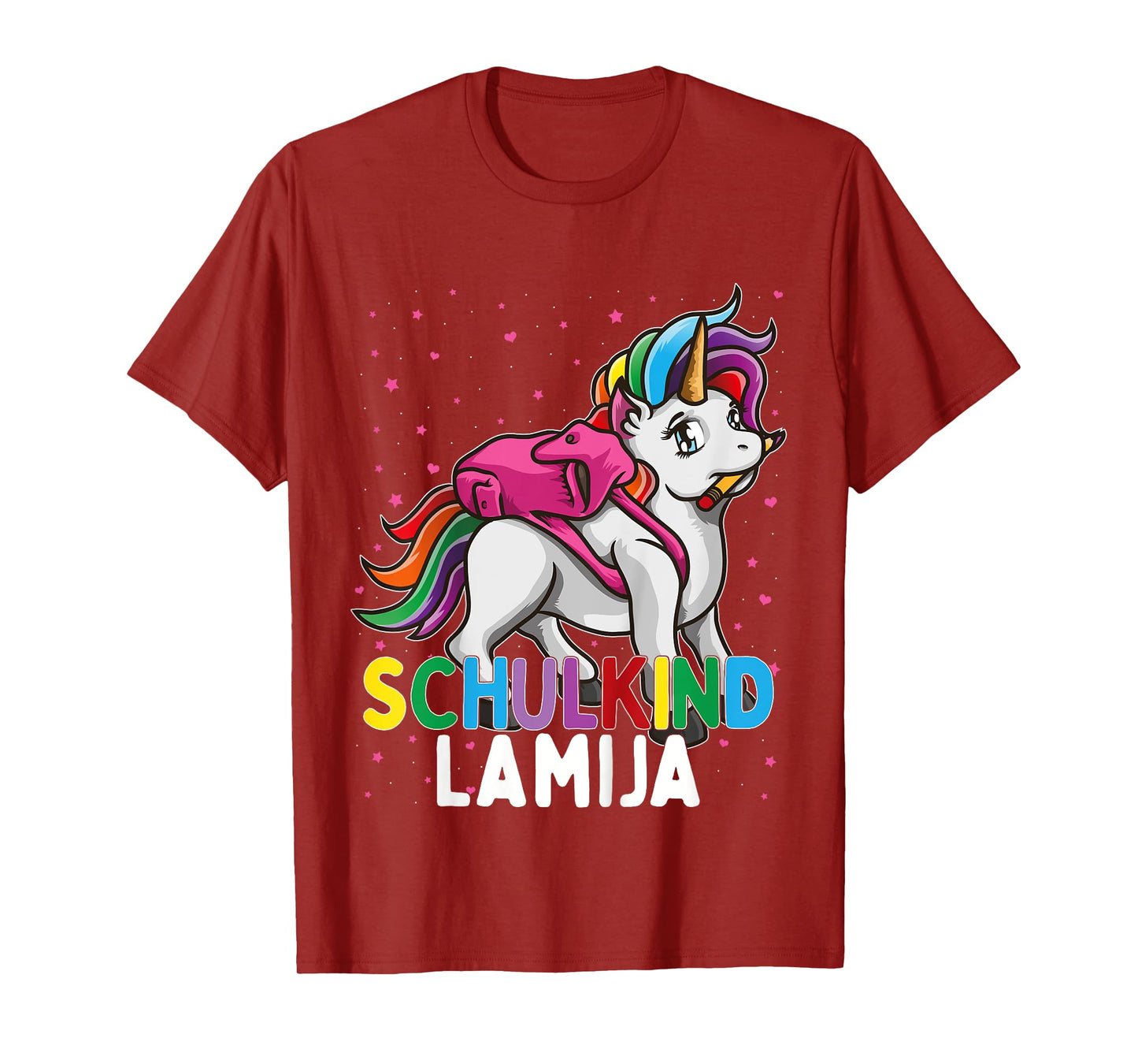 Kids School Child Unicorn Lamija First Name Girls T-Shirt