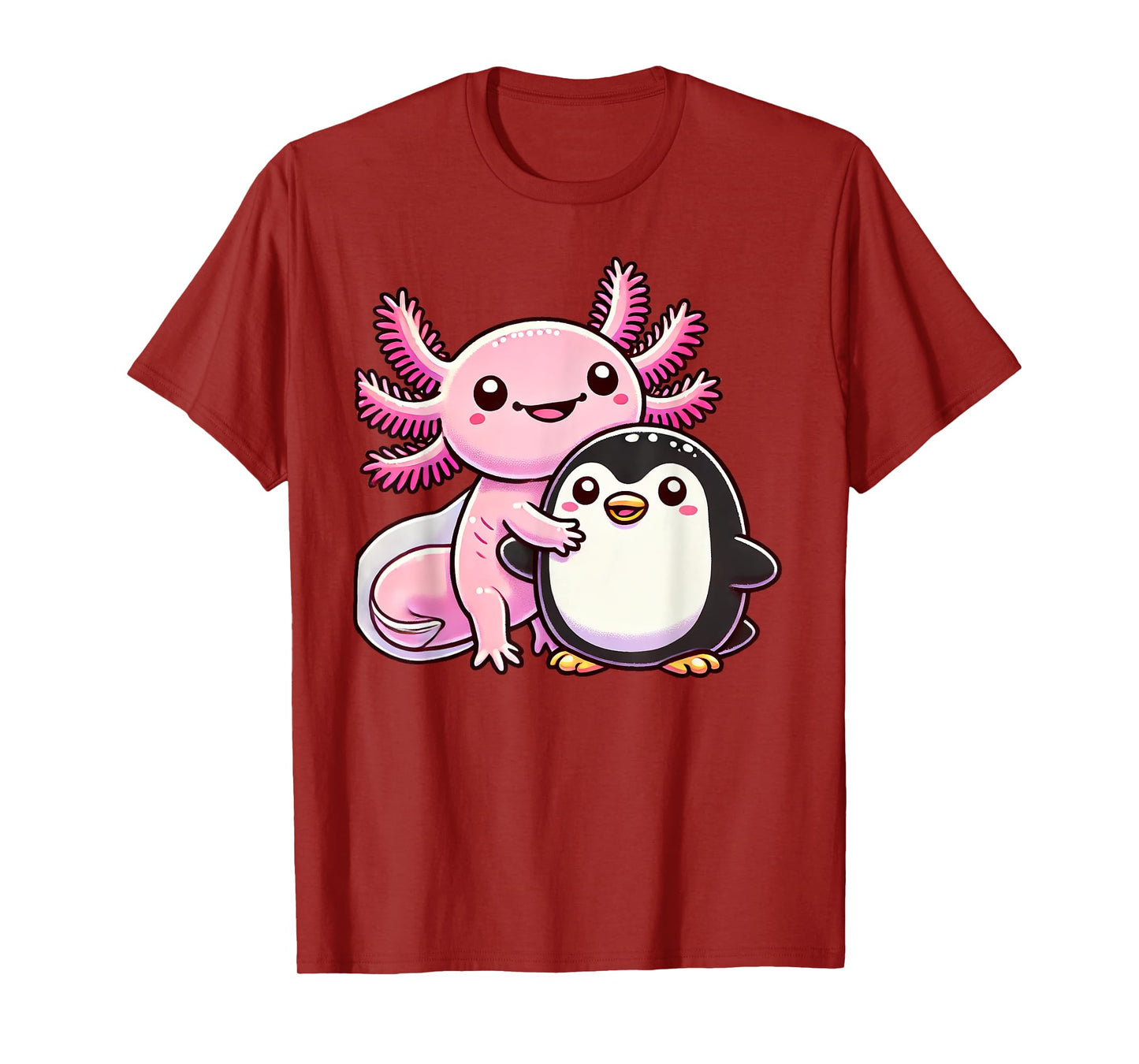 Cute Axolotl Hugging Penguin T-Shirt