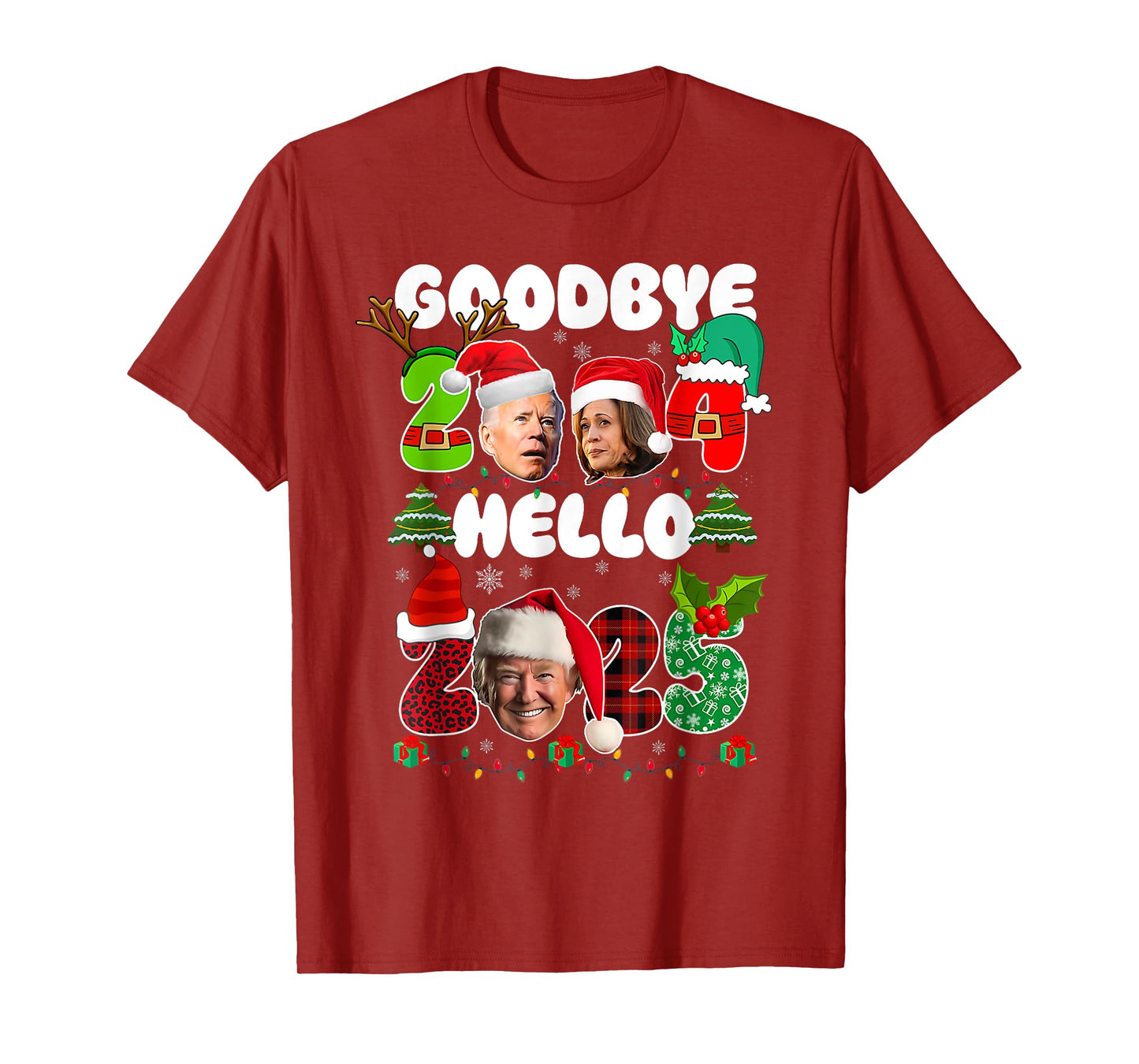 Funny Goodbye 2024 Hello 2025 TRUMP Christmas New Year's Eve T-Shirt