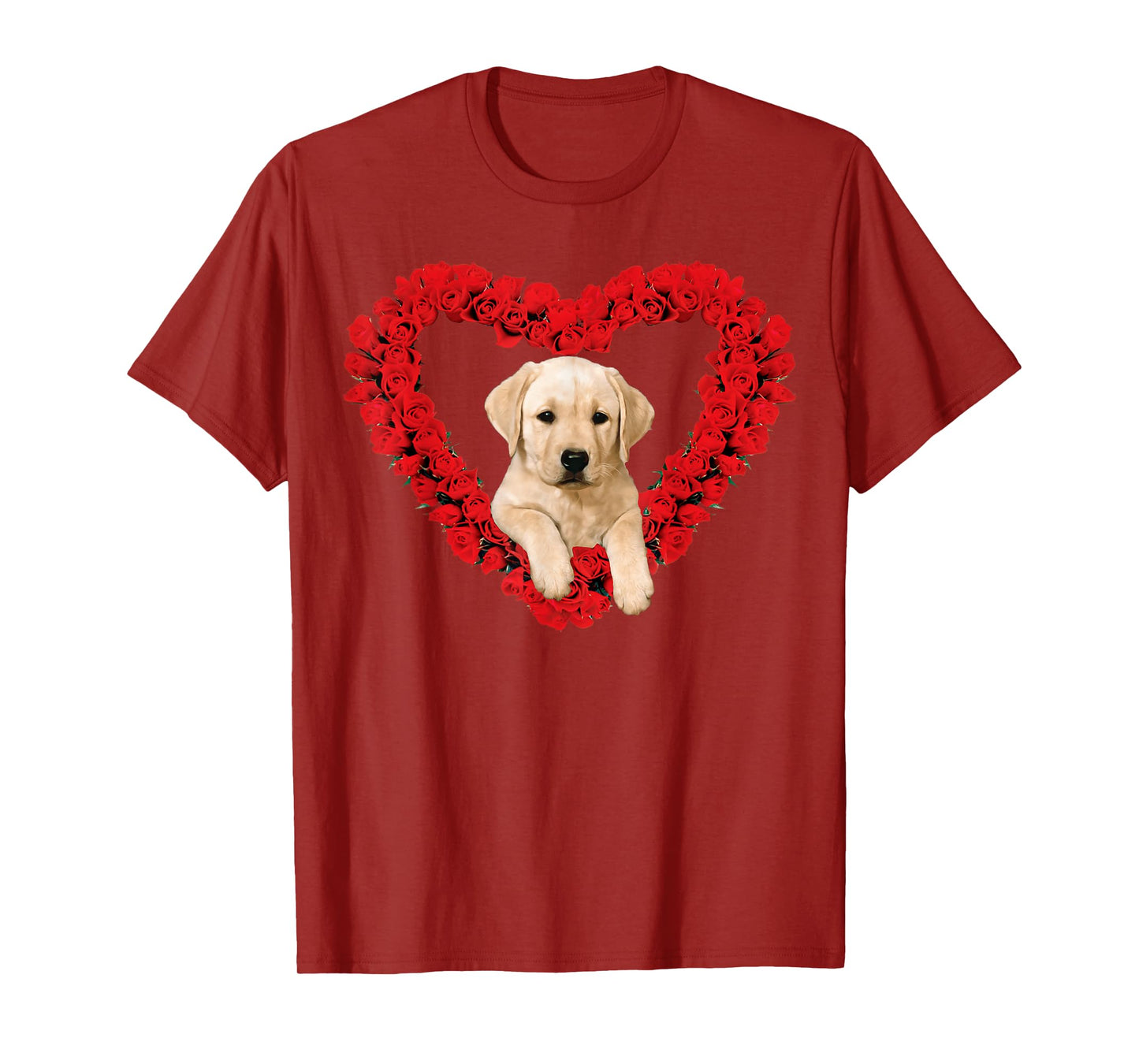Rose Heart Yellow Lab Puppy Valentines Day Cute T-Shirt T-Shirt
