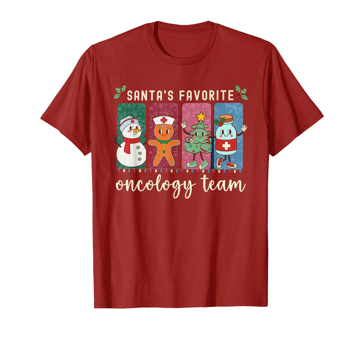 Santa's Favorite Oncology Team Christmas Hemonc Nurse CNA T-Shirt