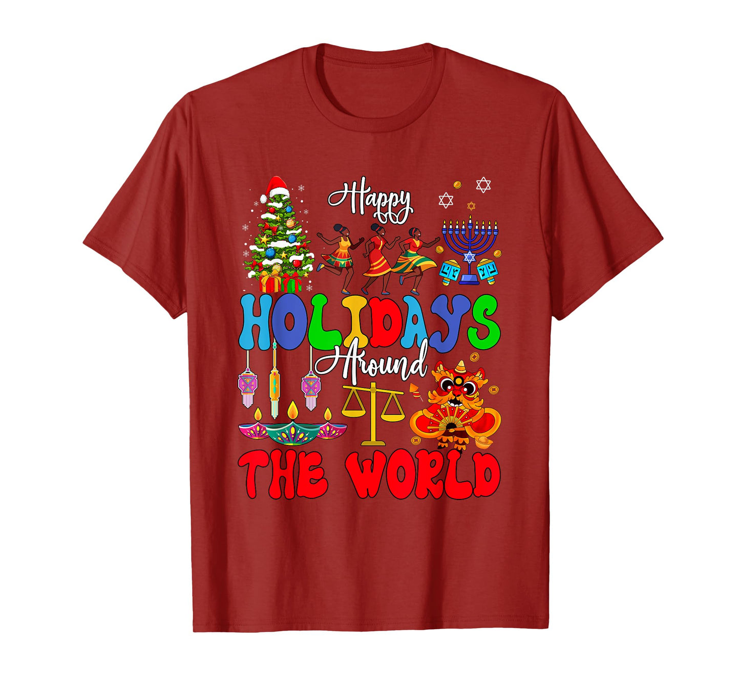 Family Lover Vacations Costume Holidays Around World Xmas Hanukkah Kwanzaa Diwali New Year Unisex-Kids T-Shirt Black Small
