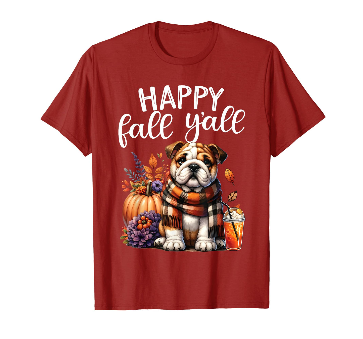 Thankful Grateful Blessed English Bulldog Fall Y'all Autumn T-Shirt