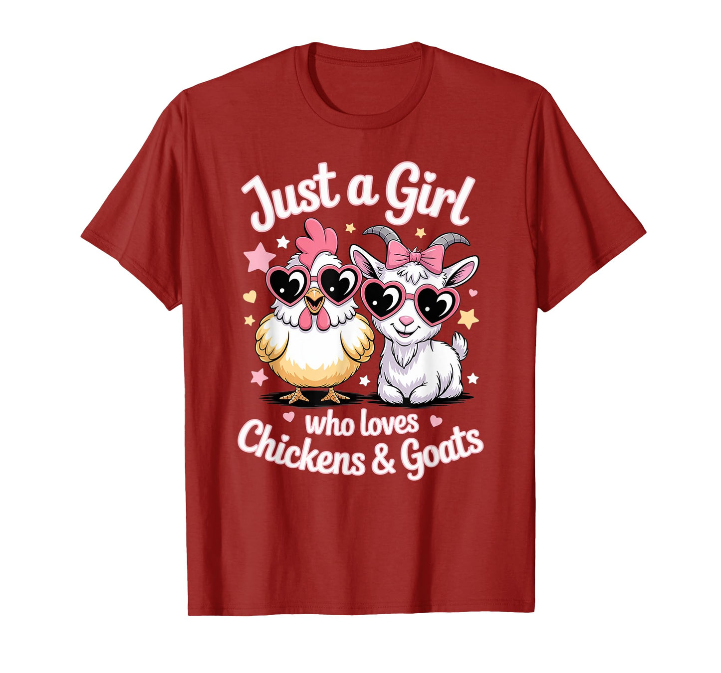 Cute Just A Girl Who Loves Chickens and Goats Farming Farmer T-Shirt