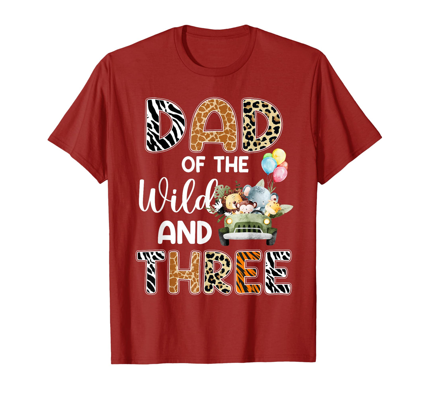 Dad Of The Wild and Three 3 Birthday Zoo Theme Safari Jungle T-Shirt