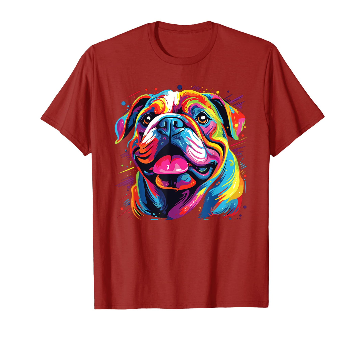 Watercolor Colorful Bulldog Dogs T-Shirt for Men Women Kids