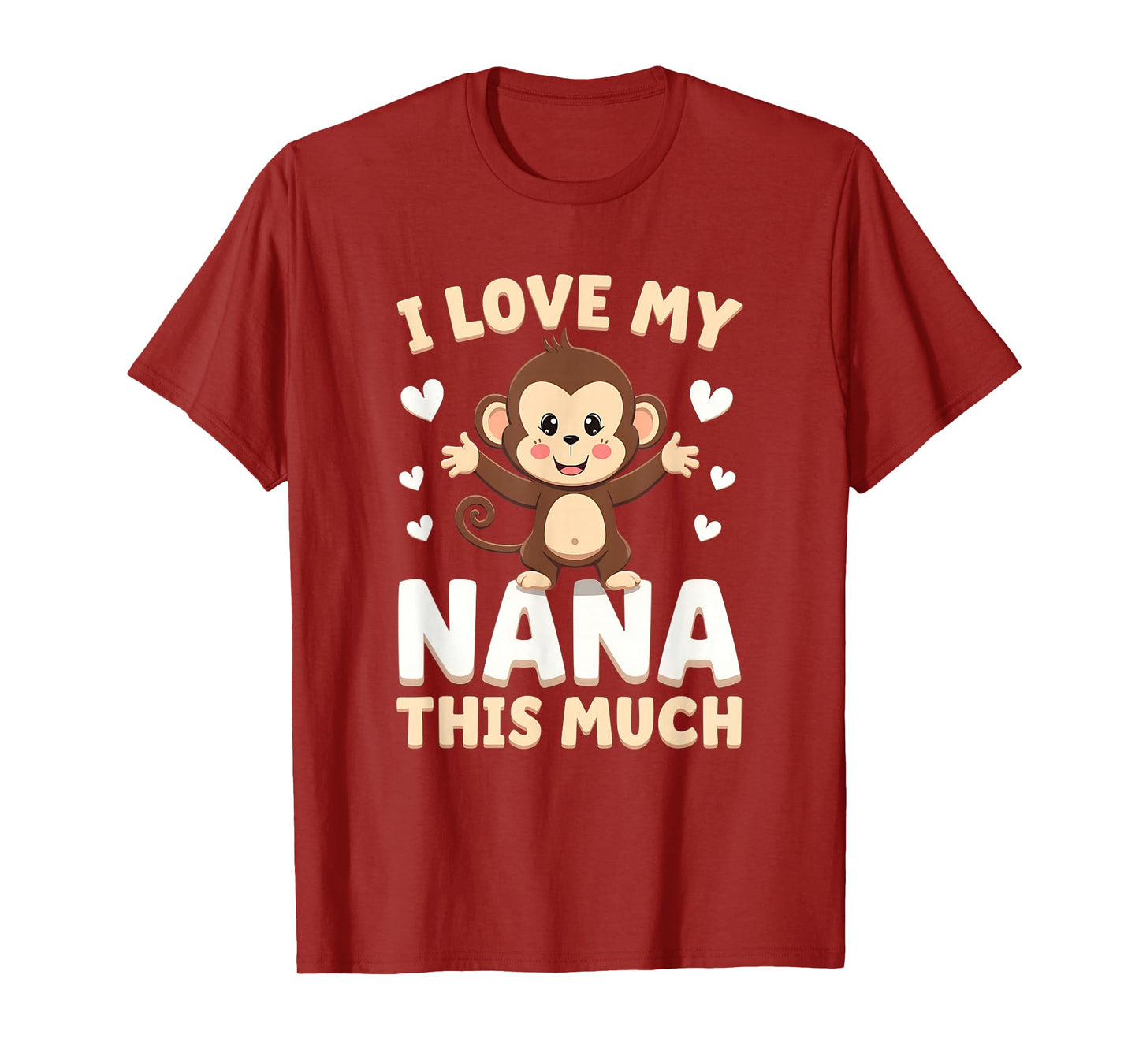 Adorable Monkey I Love My Nana This Much Design T-Shirt