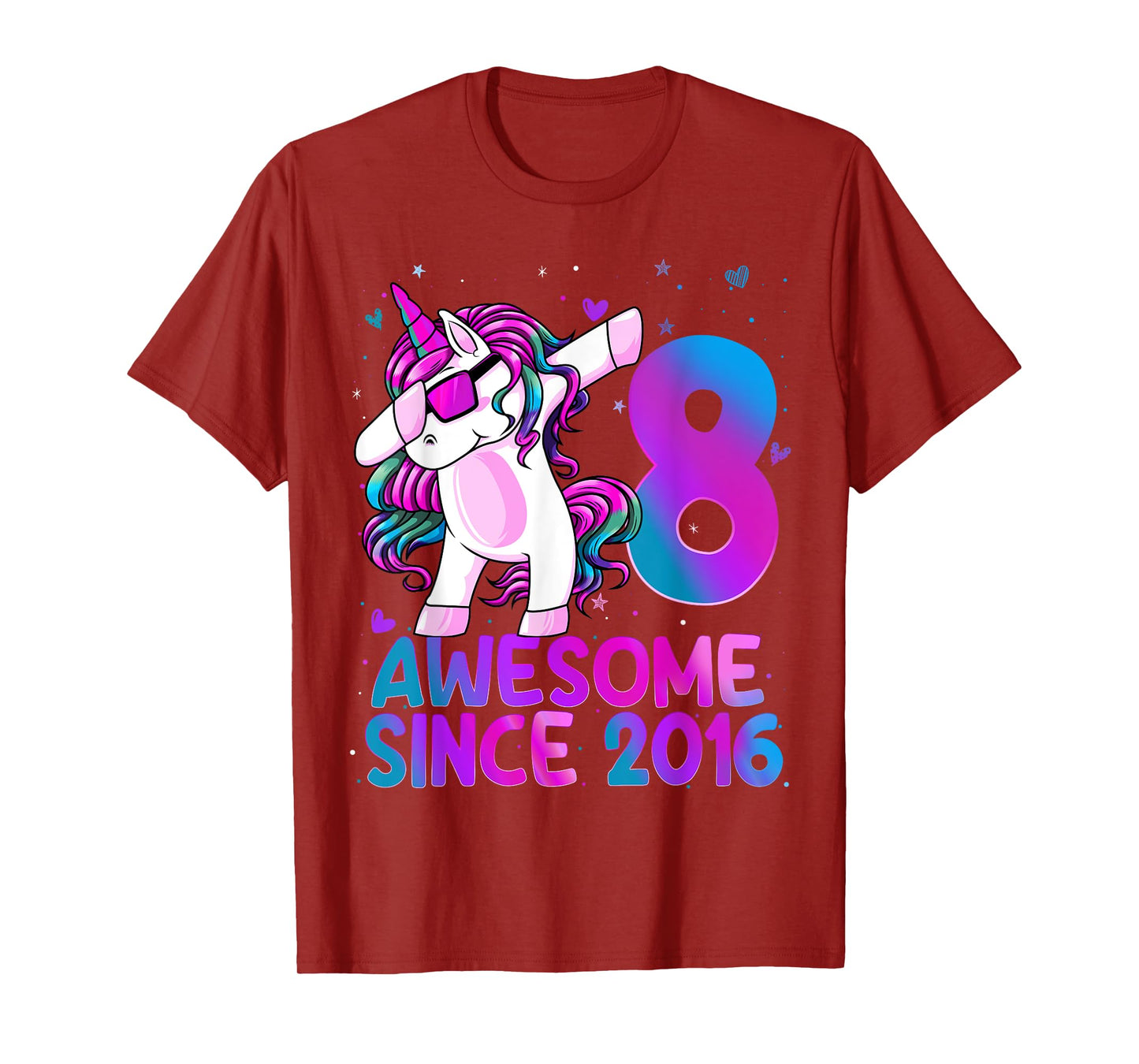 Dabbing Unicorn 8 Year Old 8th Birthday Girl Unicorn Party T-Shirt