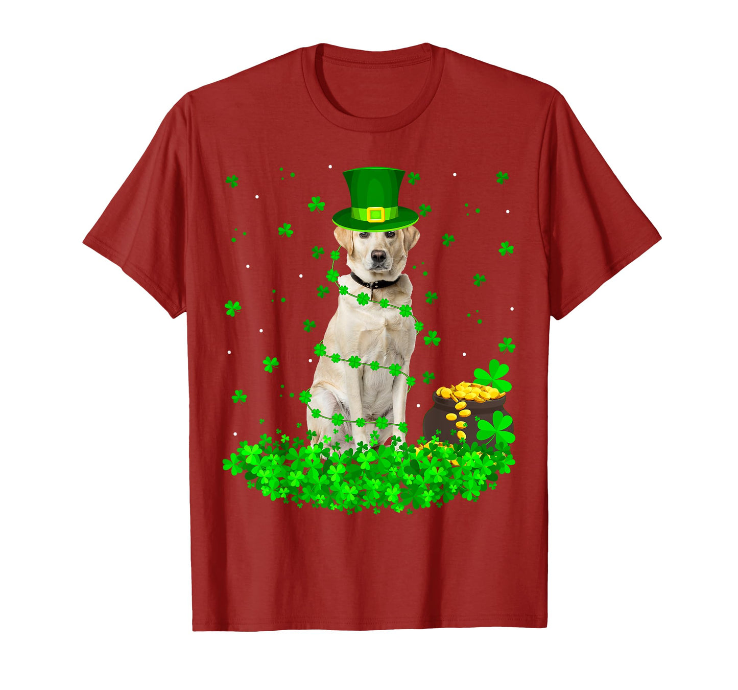 Funny Shamrock Leprechaun Hat Labrador Dog St. Patrick's Day T-Shirt for Men Women Kids