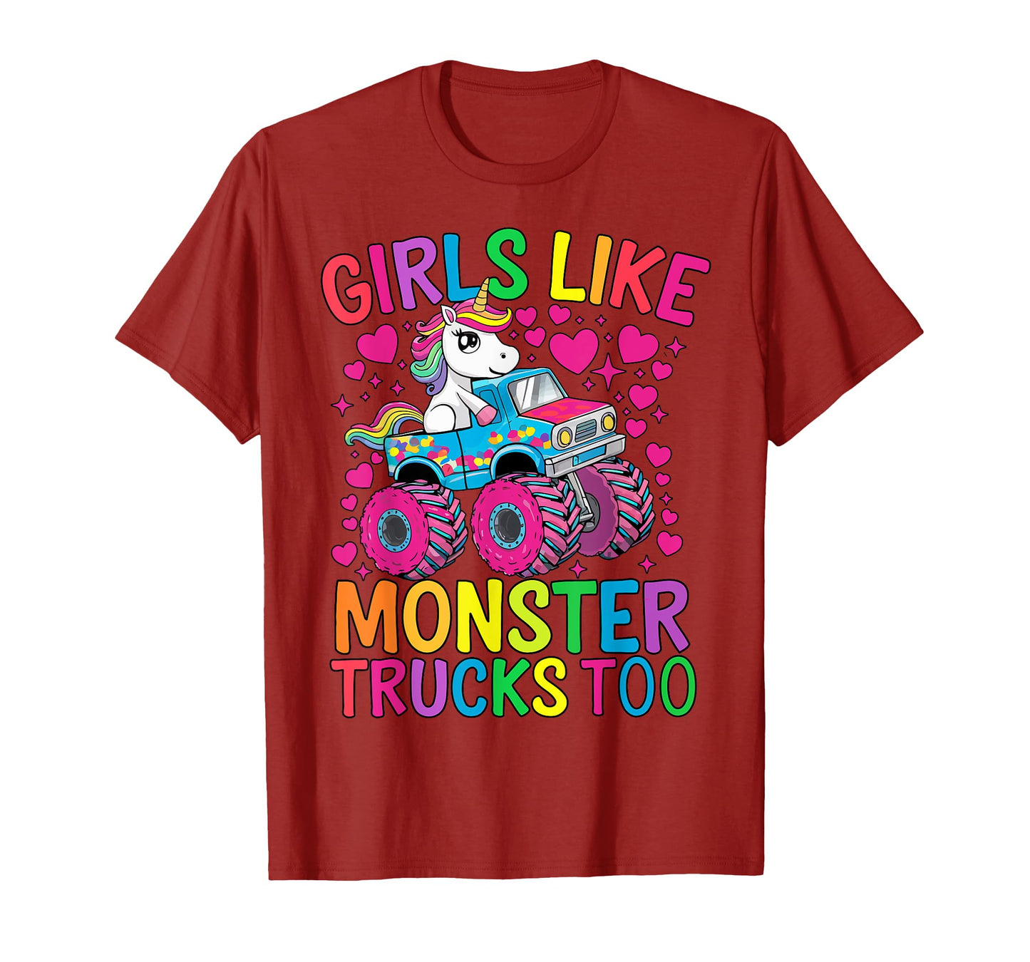 Girls Like Monster Trucks Too Funny Unicorn Monster Truck T-Shirt