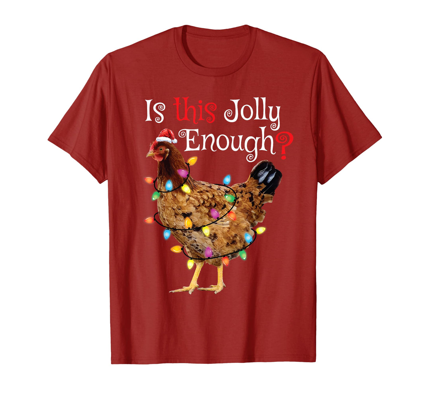 Christmas Chicken Shirt Women Men Kids Funny Santa Chicken T-Shirt