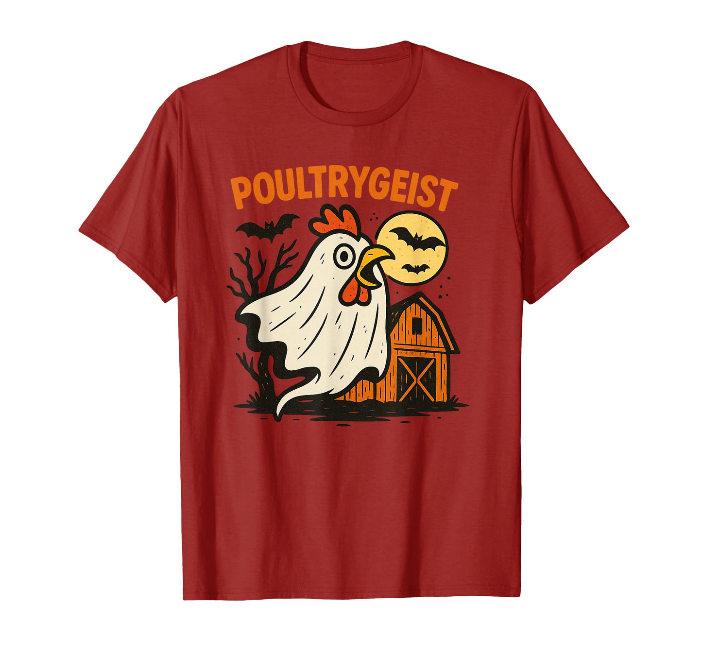 Poultrygeist Funny Chicken Ghost Halloween Pun Design T-Shirt
