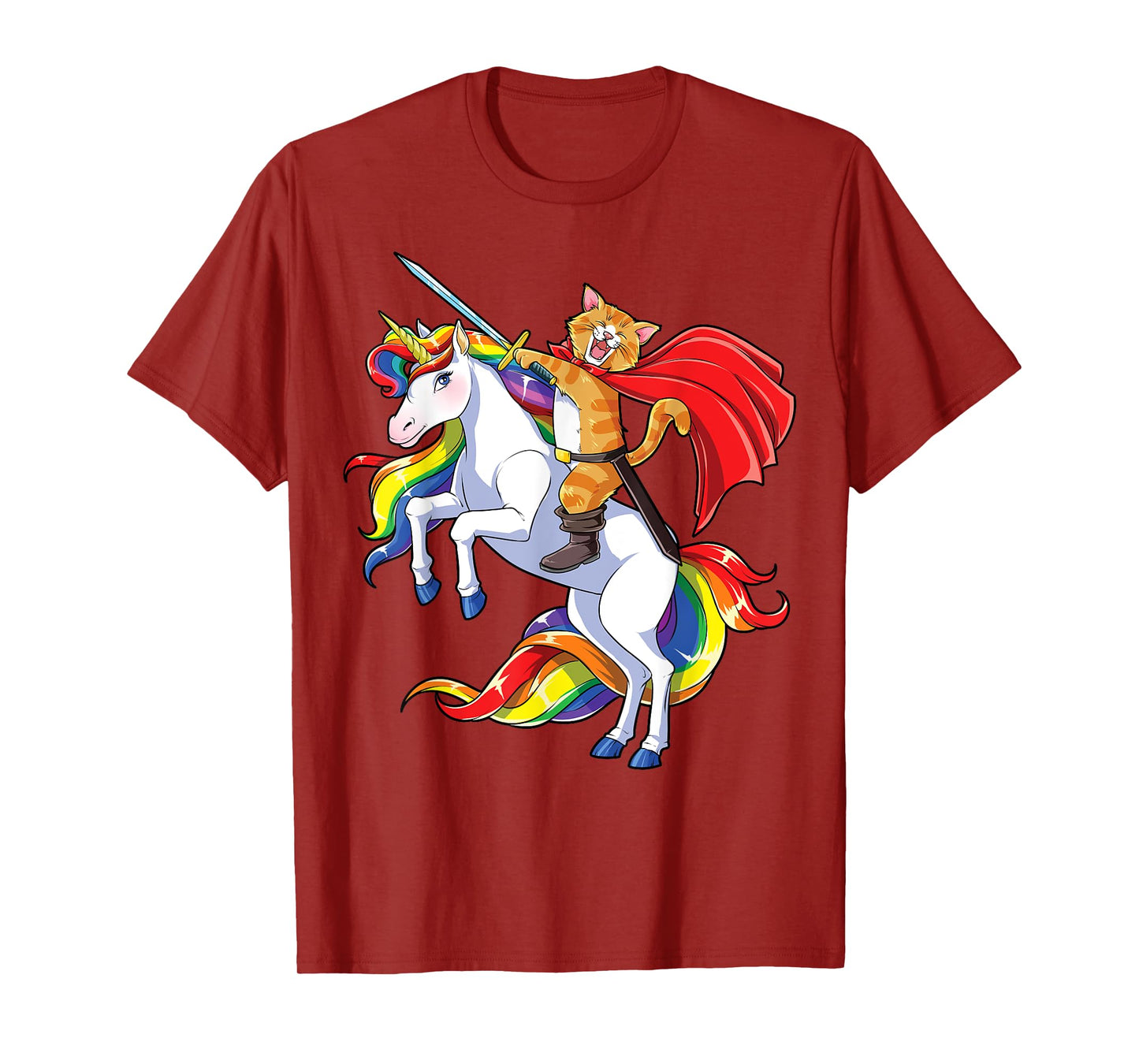 Cat Riding Unicorn Funny Caticorn Kittycorn Kitty Kitten T-Shirt for Men Women Kids