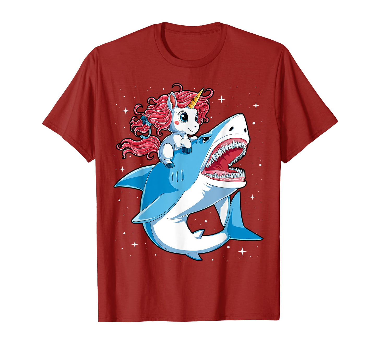 Unicorn Riding Shark T shirt Boys Kids Space Galaxy Gifts T-Shirt