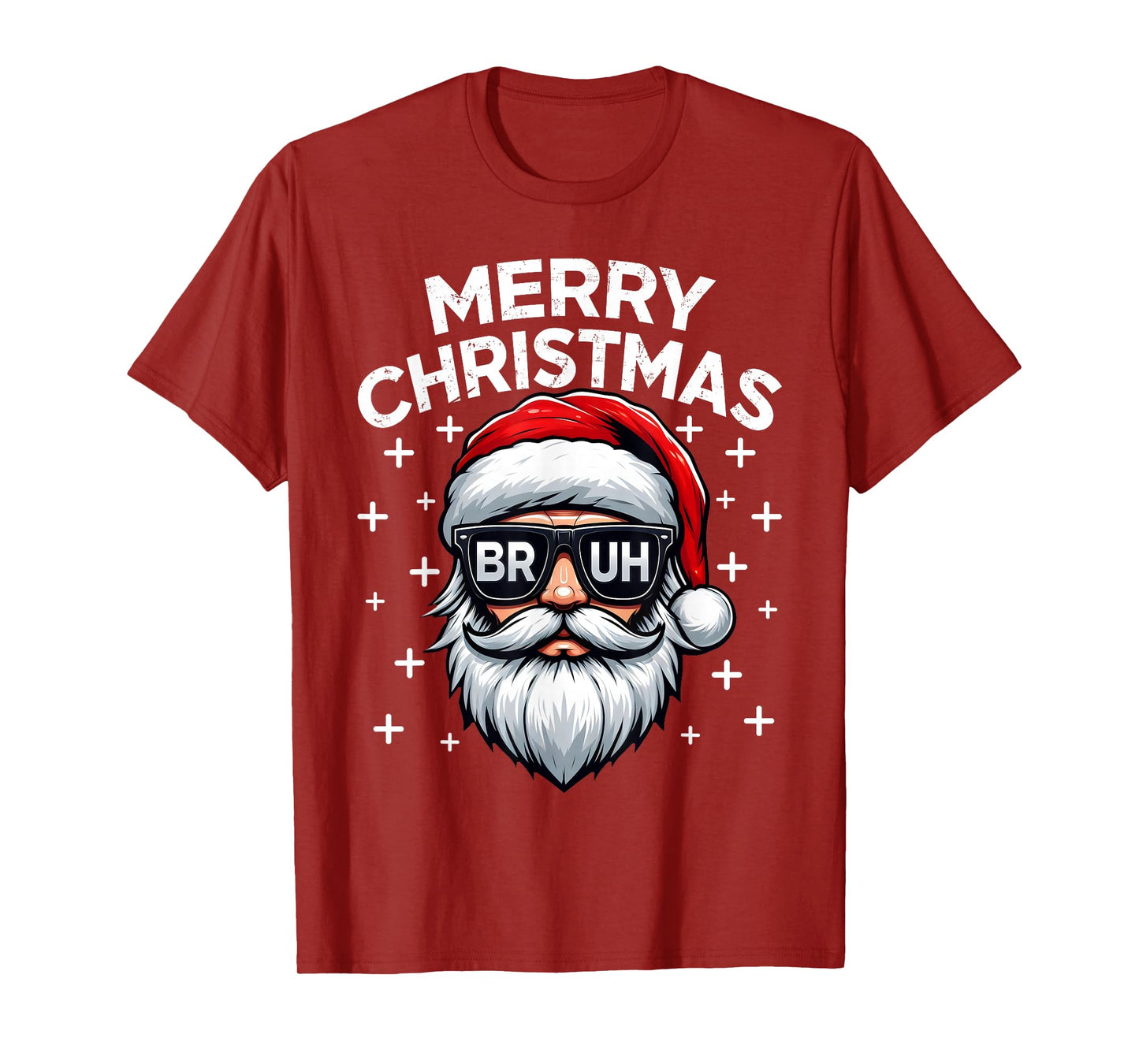 Merry Christmas Bruh Santa Face Meme Funny Saying Boys Men T-Shirt