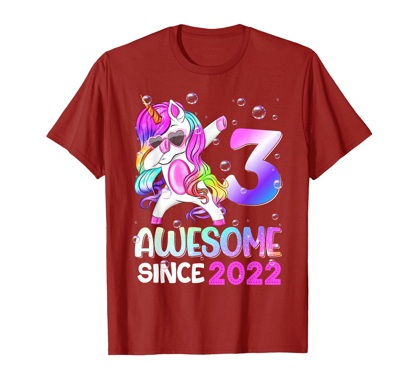 Awesome Since 2022 Dabbing Unicorn 3th Birthday T-Shirt
