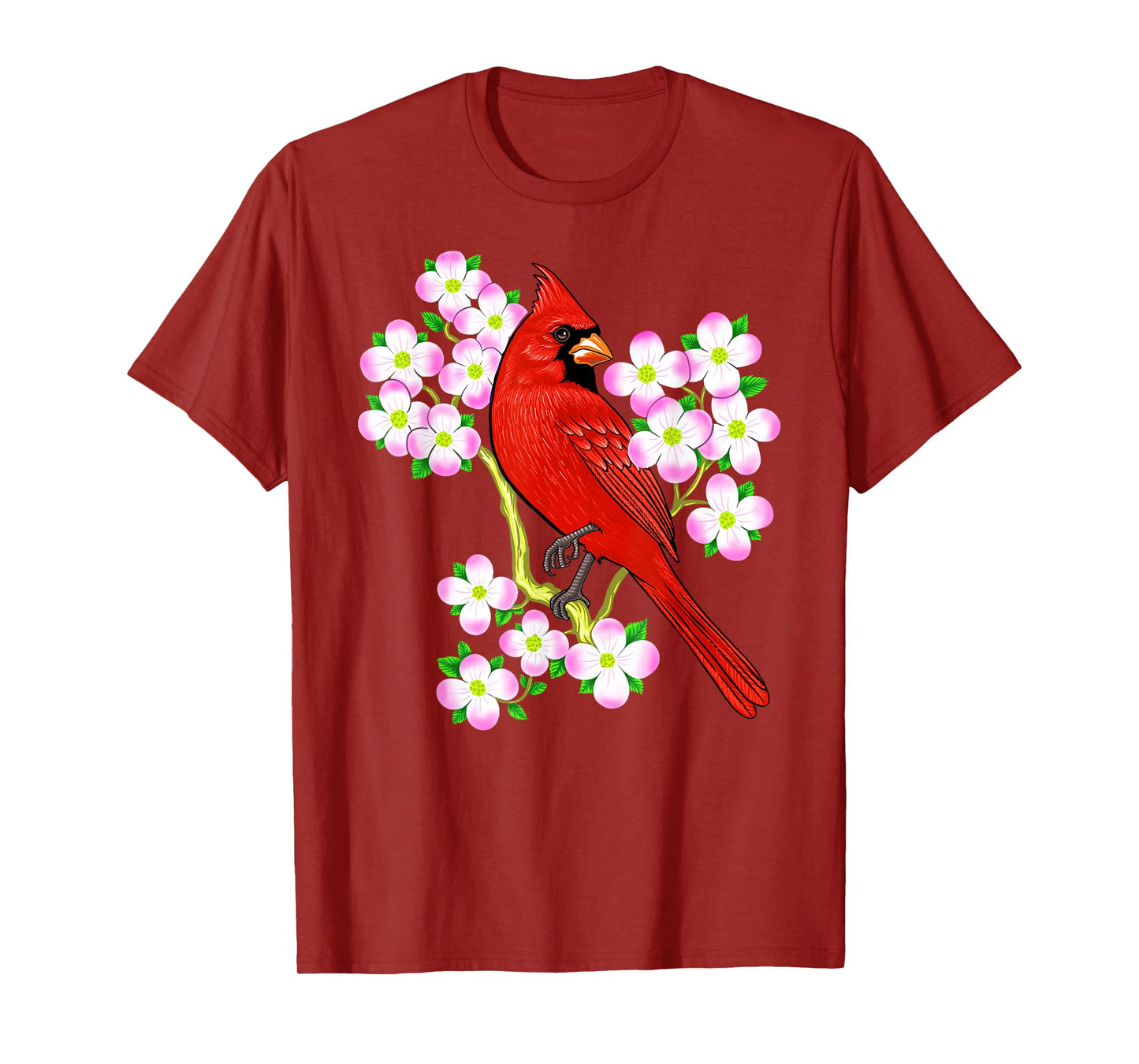 Red Cardinal Bird Dogwood Flower North Carolina Virginia T-Shirt