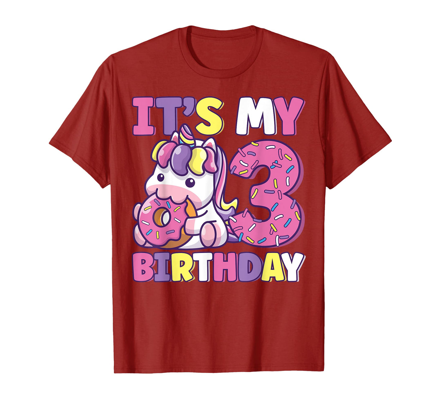 It's My 3rd Birthday Party Cute Girls Donut Birthday Unicorn T-Shirt