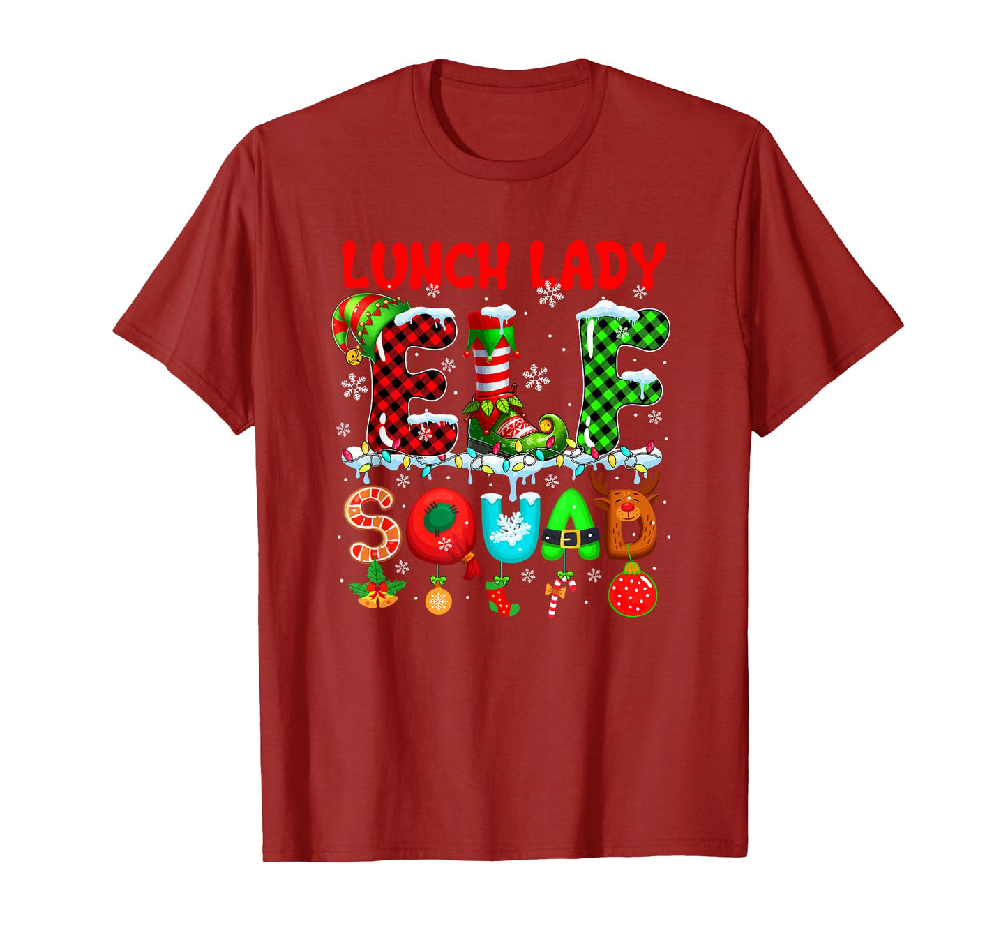 Lunch Lady Elf Squad Christmas Colorful Funny Job Team T-Shirt