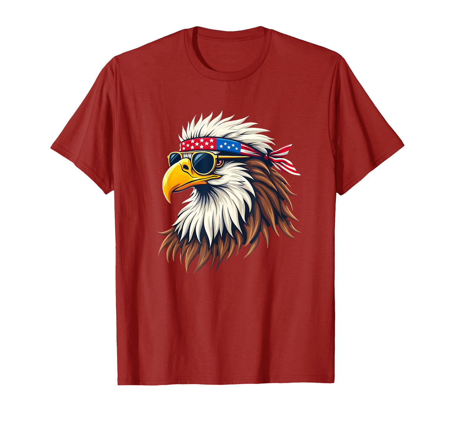 Patriotic Eagle Graphic - Retro American Flag Design T-Shirt